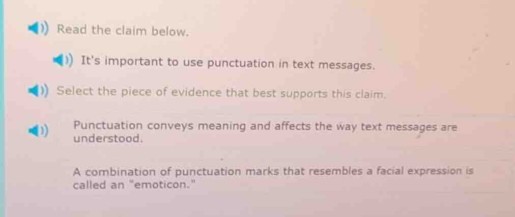 read the claim below. its important to use punctuation in text messages…