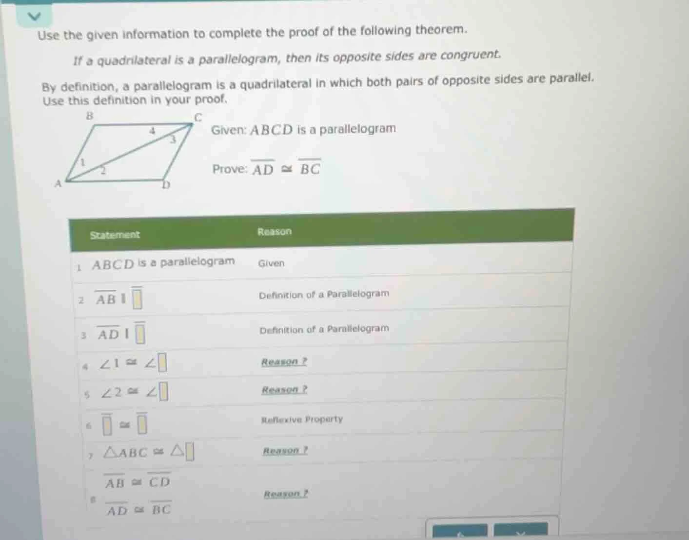 use the given information to complete the proof of the following theore…
