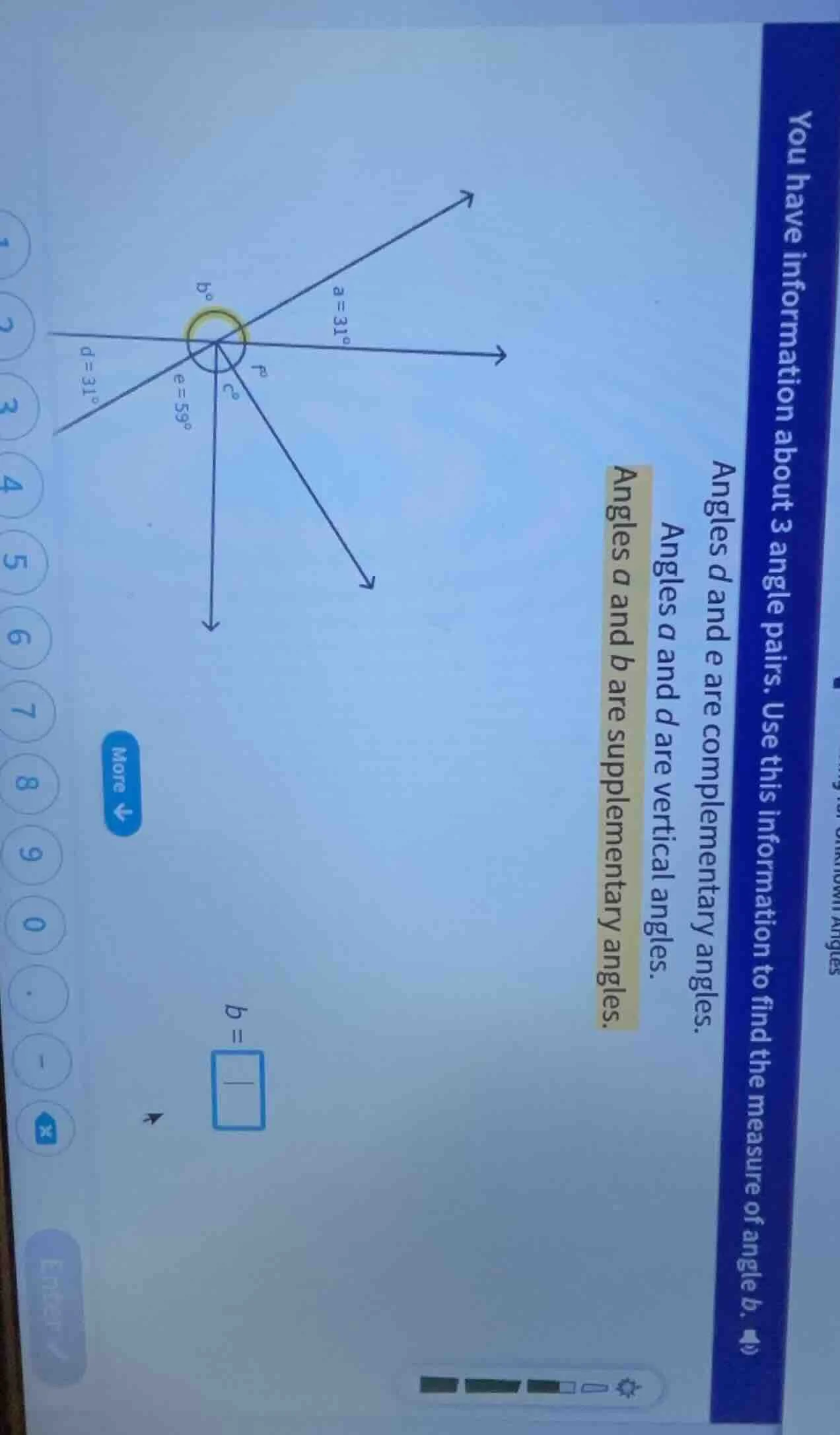 you have information about 3 angle pairs. use this information to find …