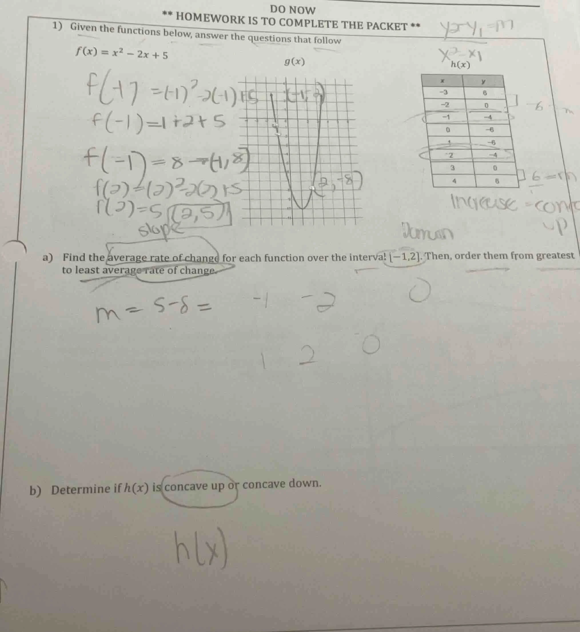 do now ** homework is to complete the packet ** 1) given the functions …