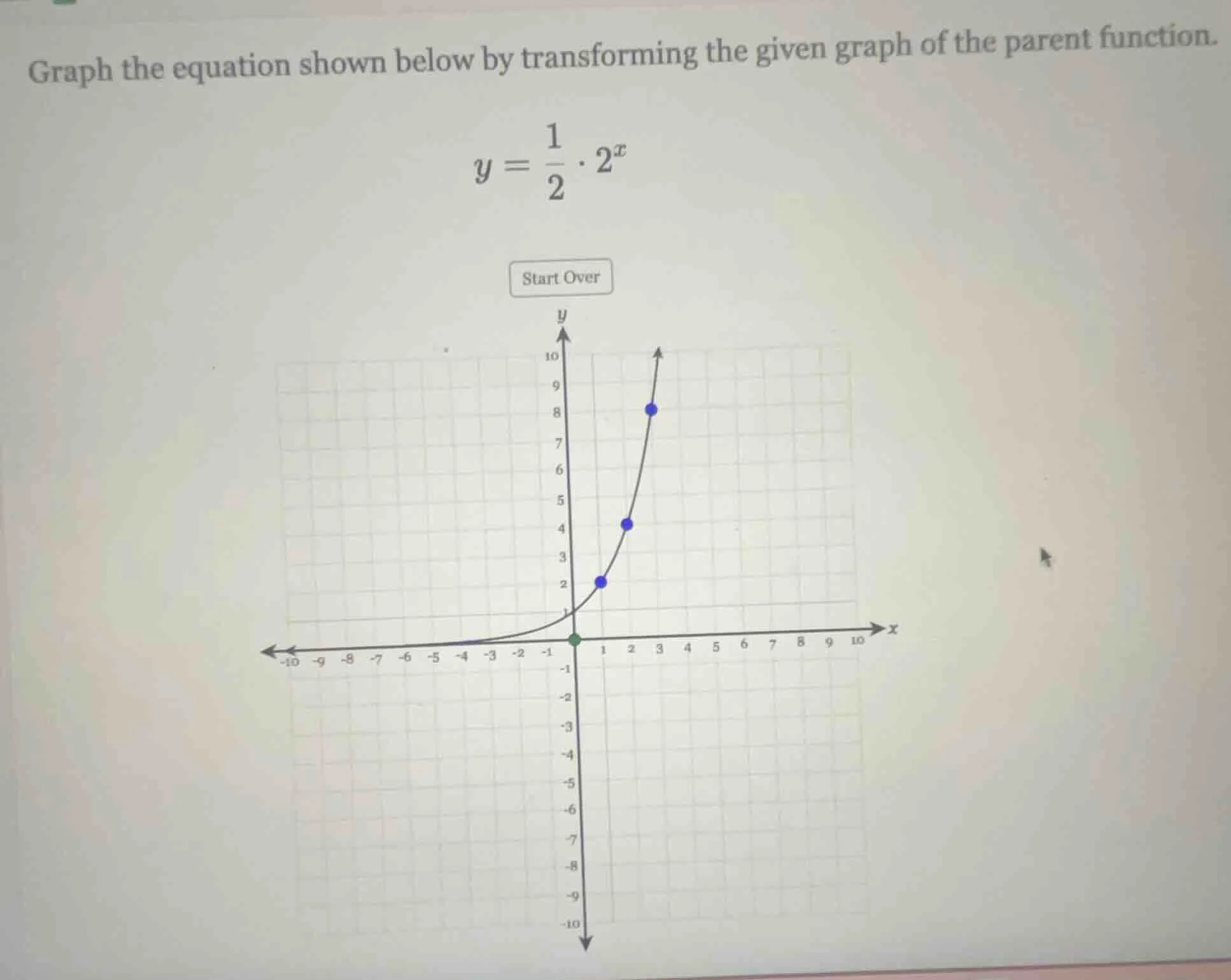 graph the equation shown below by transforming the given graph of the p…