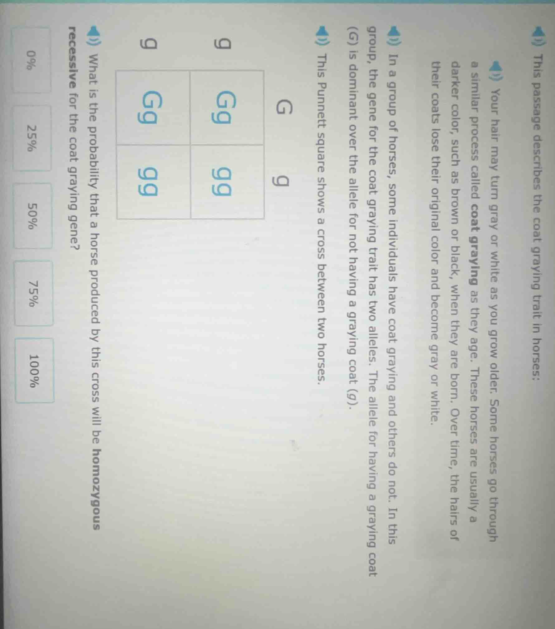 this passage describes the coat graying trait in horses: your hair may …