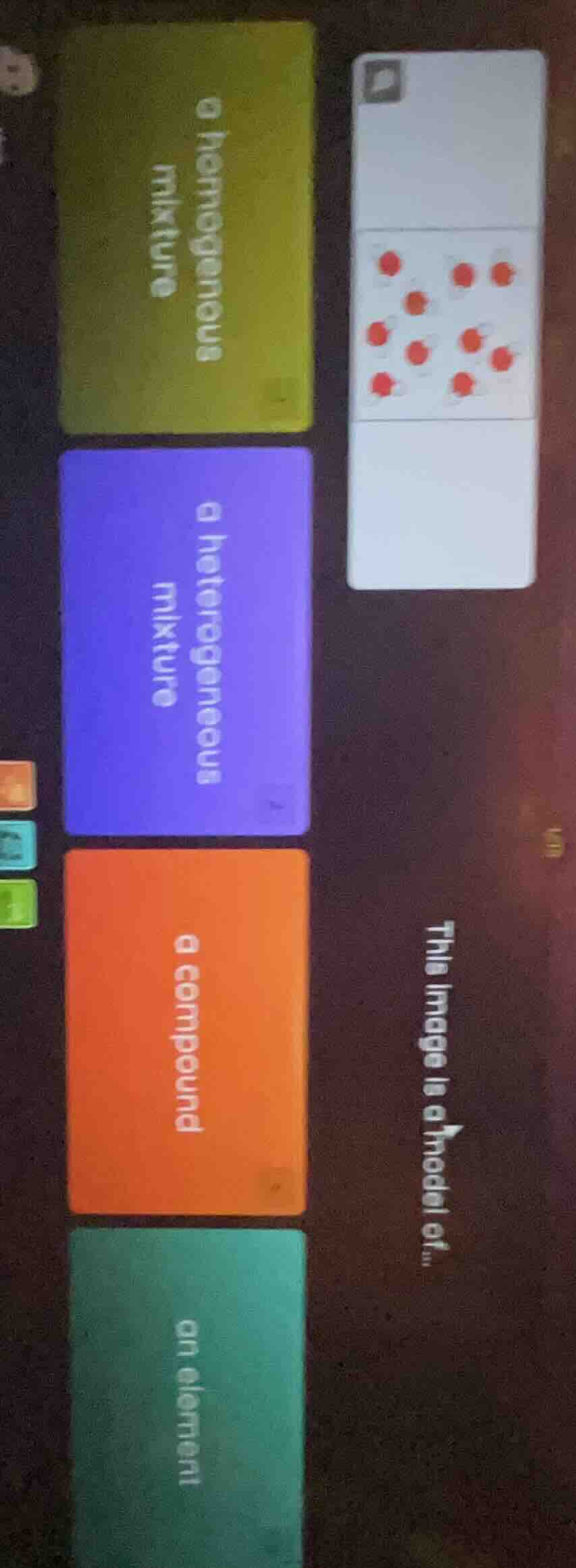 this image is a model of... a homogenous mixture a heterogeneous mixtur…