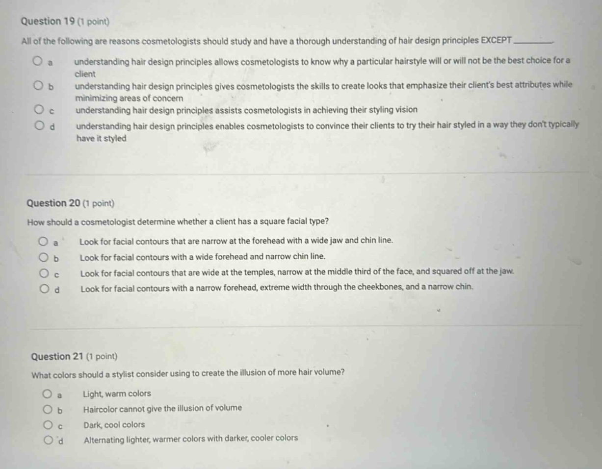 question 19 (1 point) all of the following are reasons cosmetologists s…