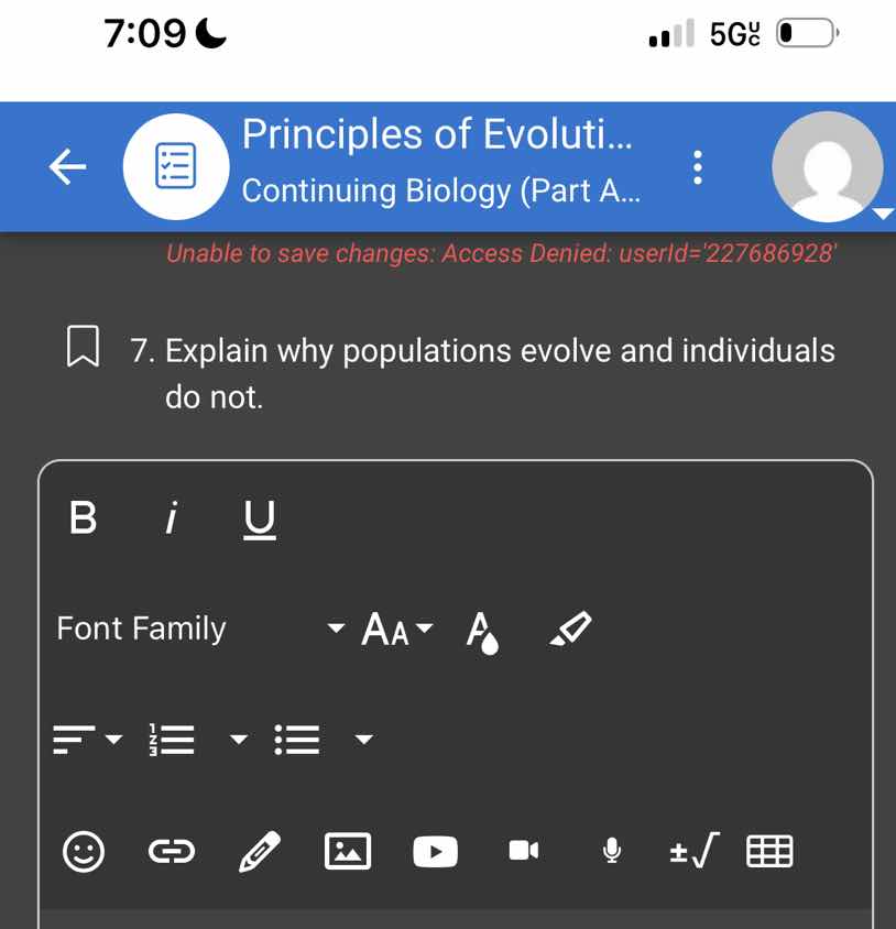 7. explain why populations evolve and individuals do not.
