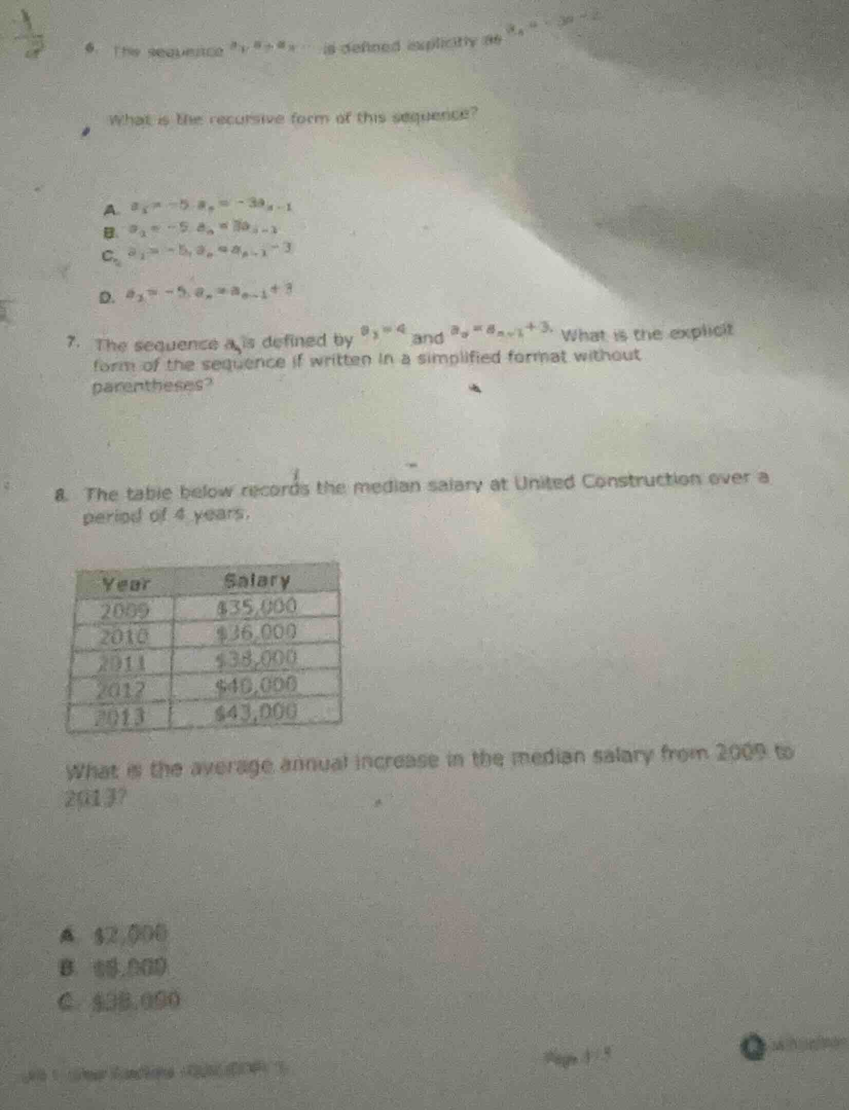 6. the sequence ... is defined explicitly as ... what is the recursive …