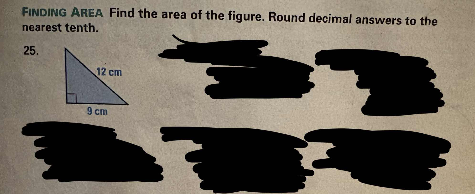 finding area find the area of the figure. round decimal answers to the …