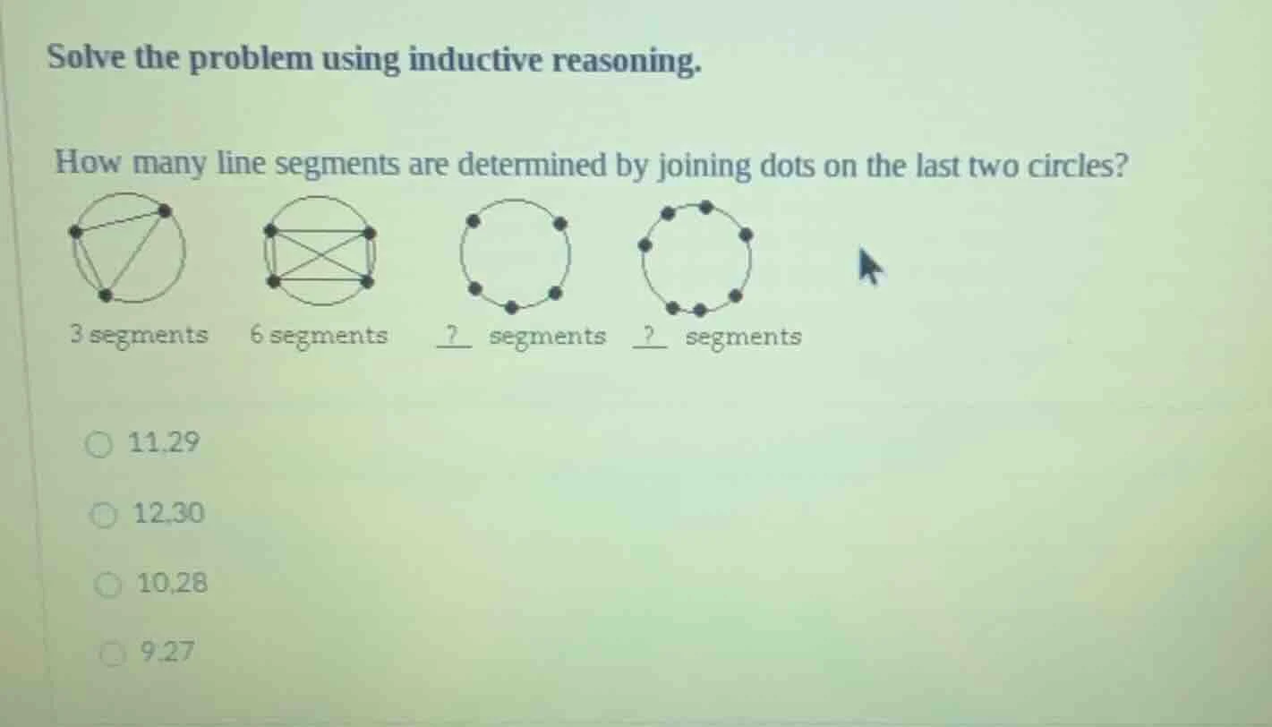 solve the problem using inductive reasoning. how many line segments are…