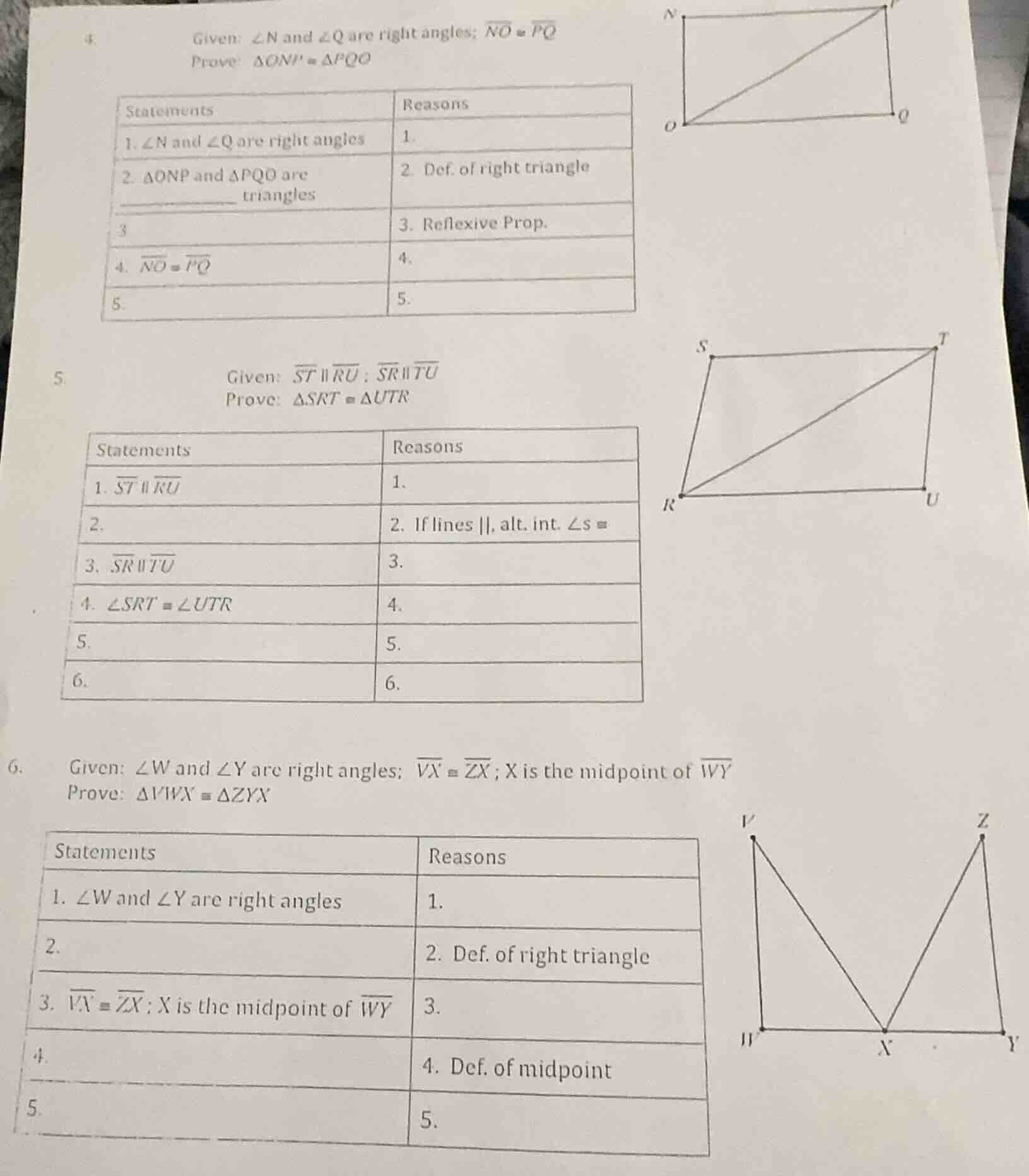 4. given: ∠n and ∠q are right angles; \\(\\overline{no} \\cong \\overli…