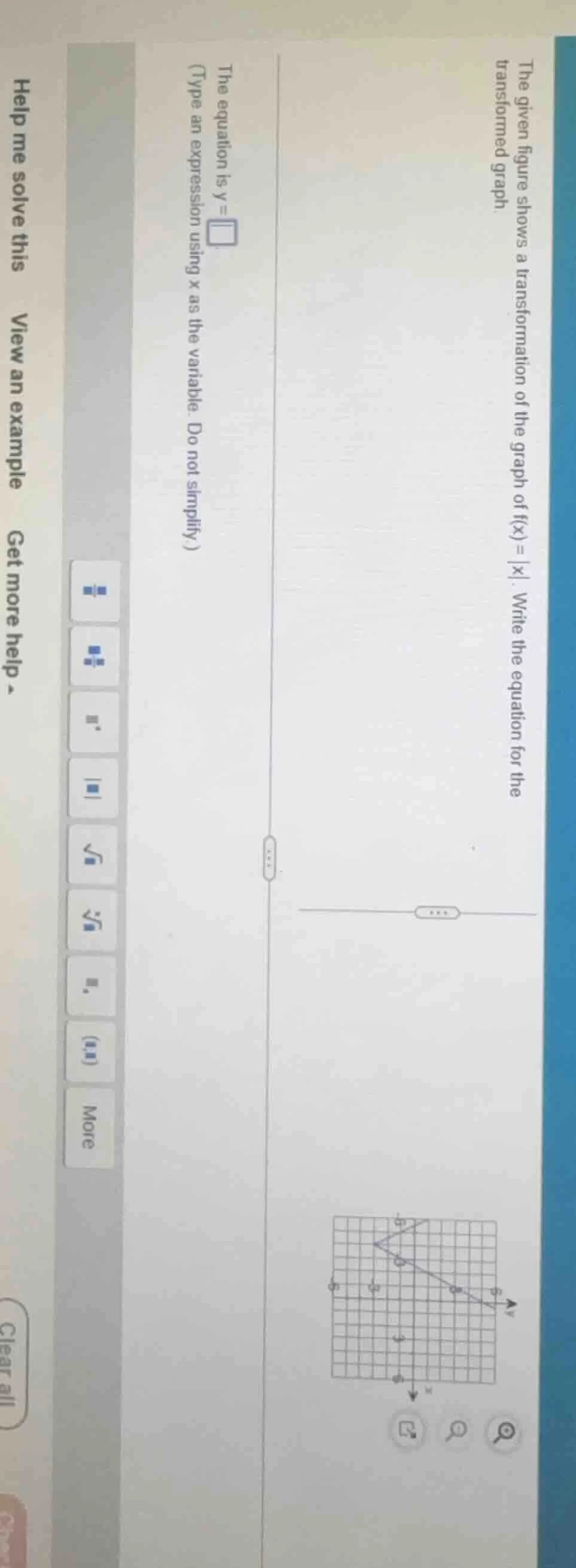 the given figure shows a transformation of the graph of f(x)=|x|. write…