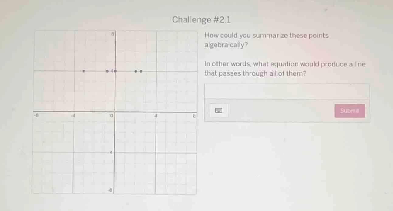 challenge #2.1 how could you summarize these points algebraically? in o…