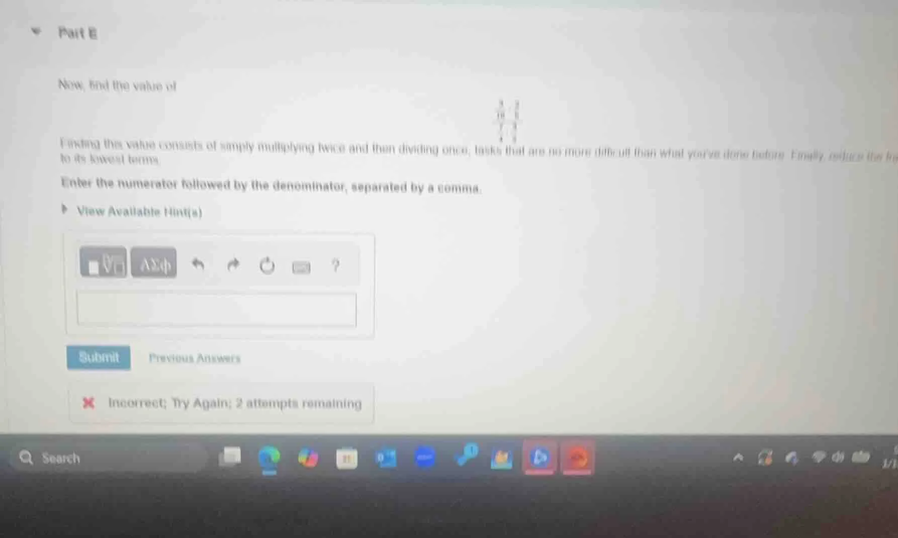 part e now, find the value of \\(\\frac{\\frac{3}{16} \\cdot \\frac{2}{…