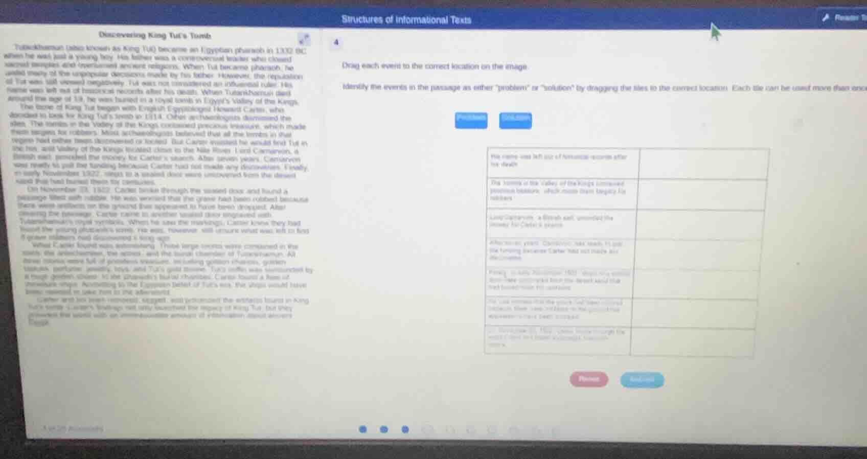 structures of informational texts discovering king tut’s tomb tutankham…