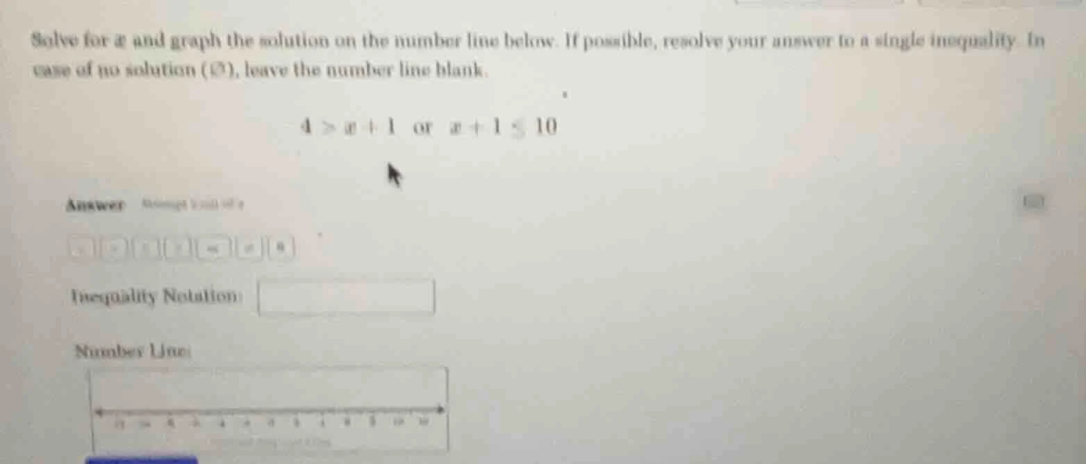 solve for x and graph the solution on the number line below. if possibl…