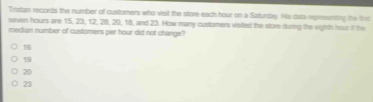 tristan records the number of customers who visit the store each hour o…