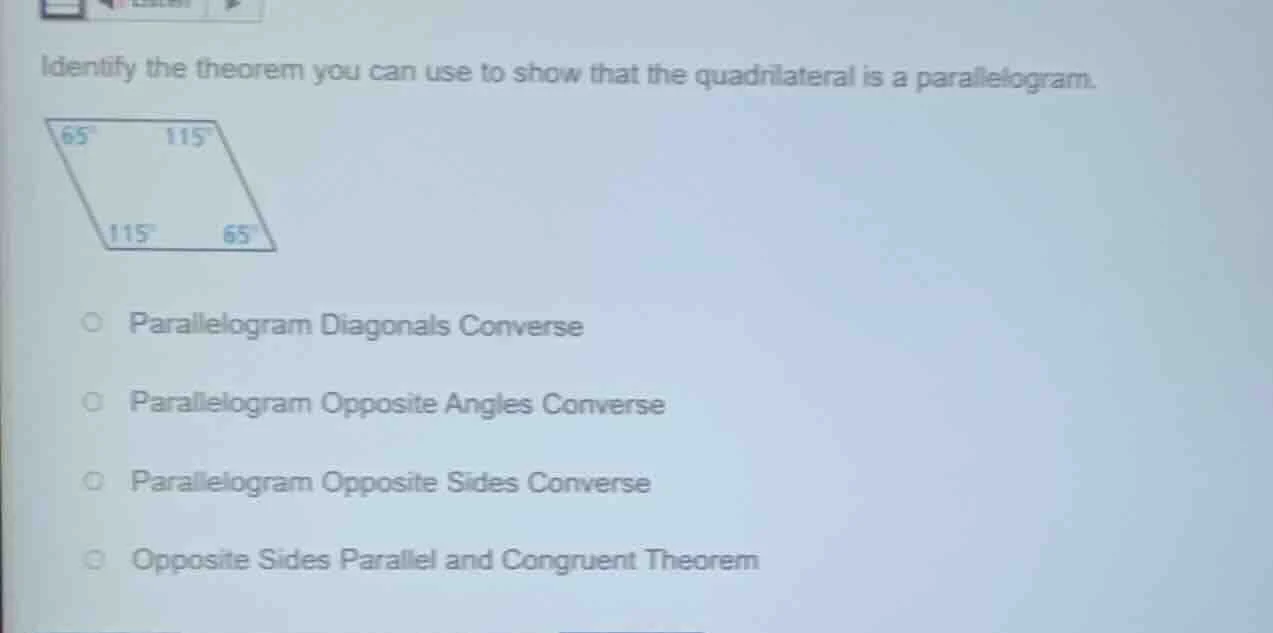 identify the theorem you can use to show that the quadrilateral is a pa…