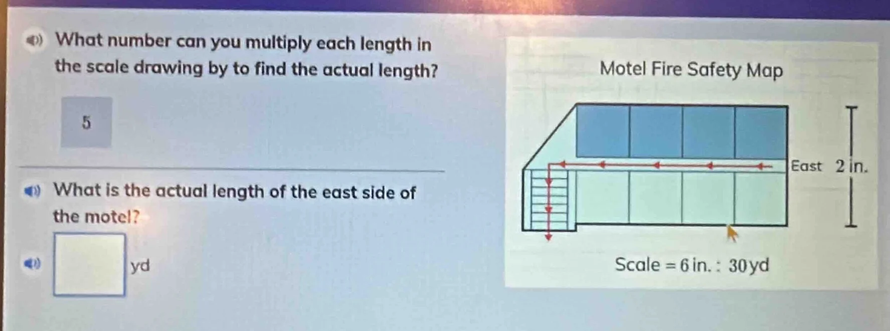 what number can you multiply each length in the scale drawing by to fin…