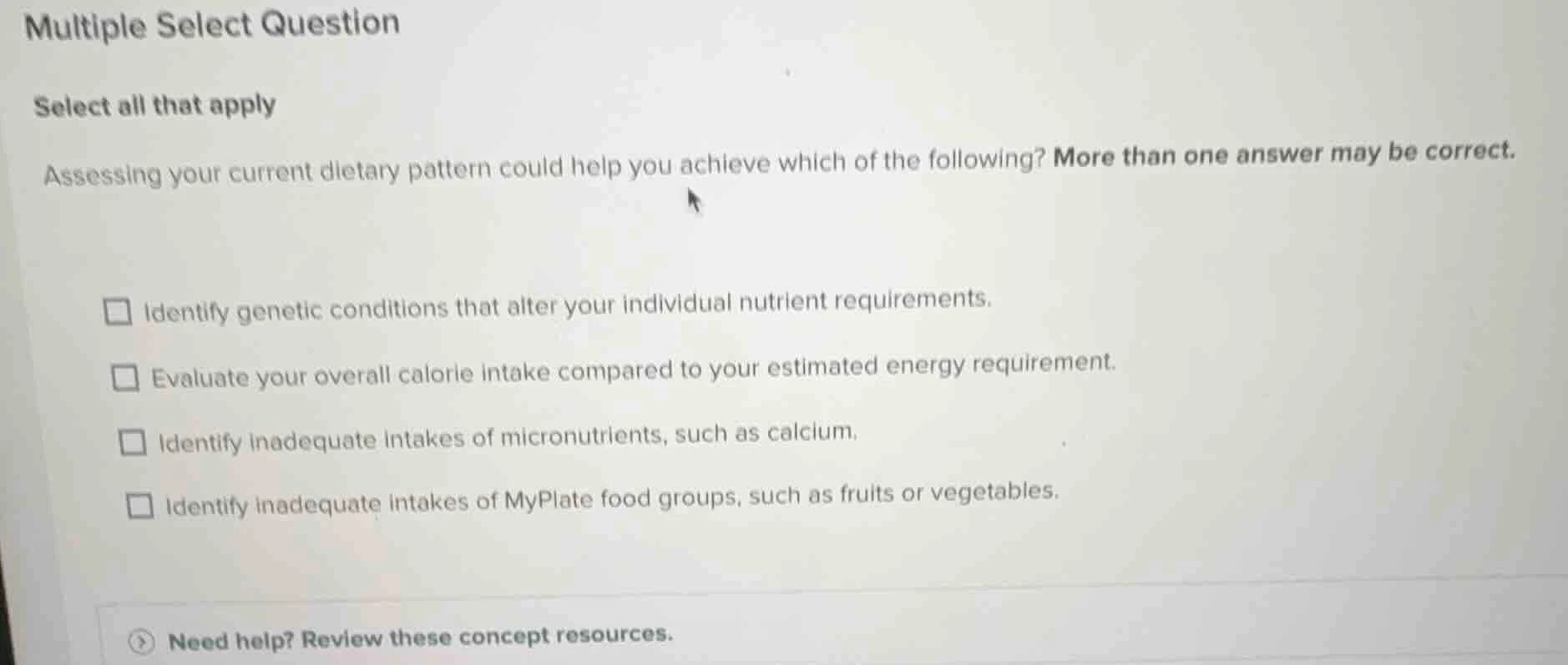 multiple select question select all that apply assessing your current d…