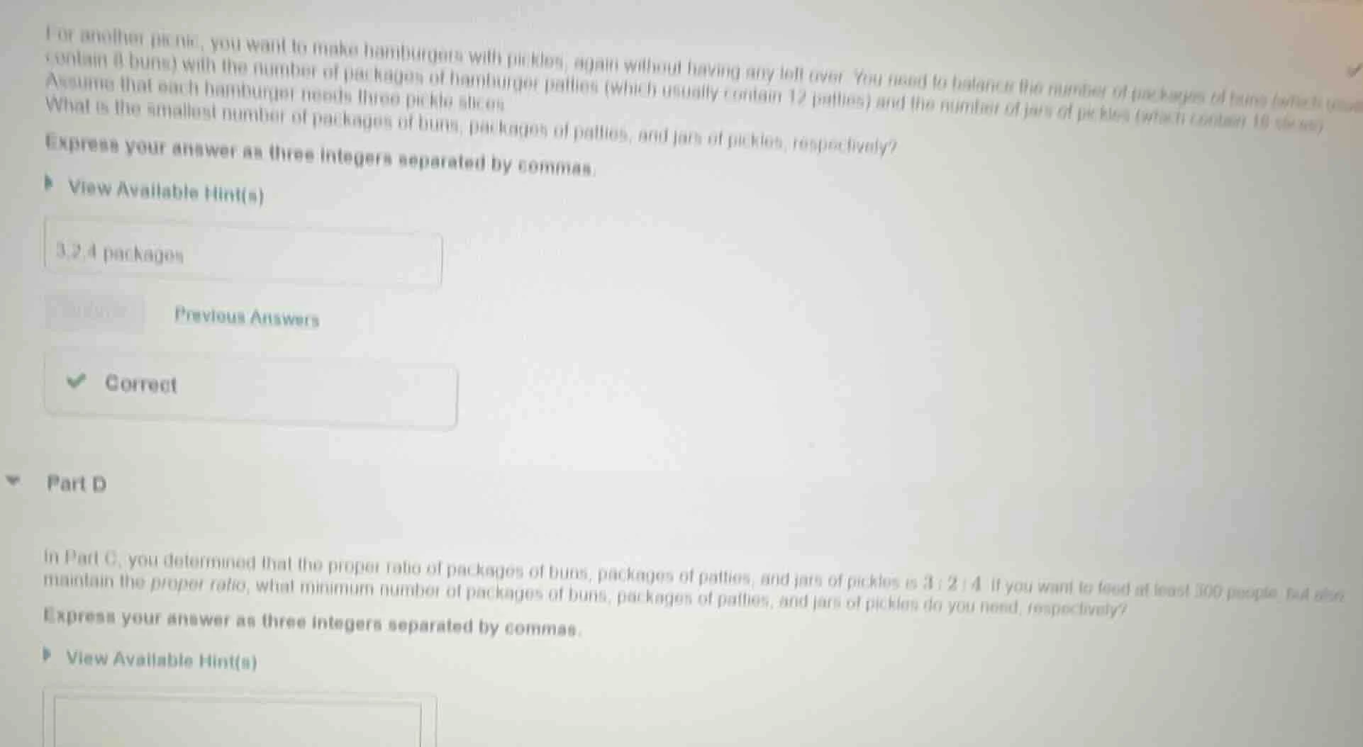 for another picnic, you want to make hamburgers with pickles, again wit…