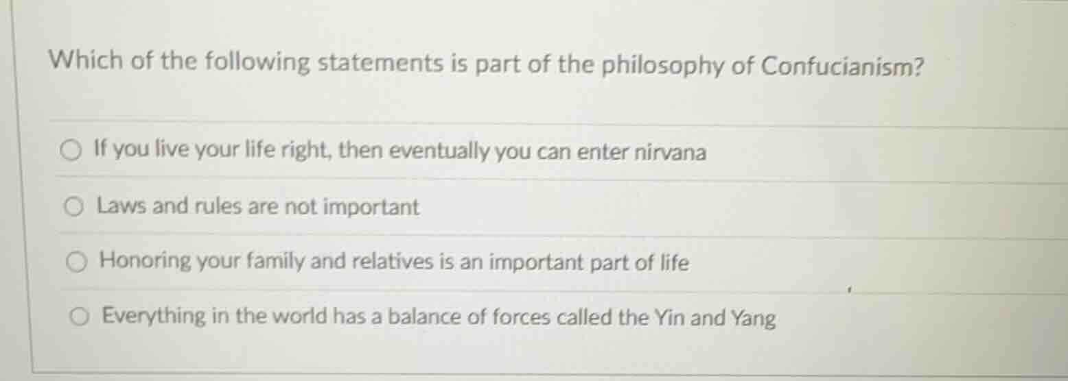 which of the following statements is part of the philosophy of confucia…