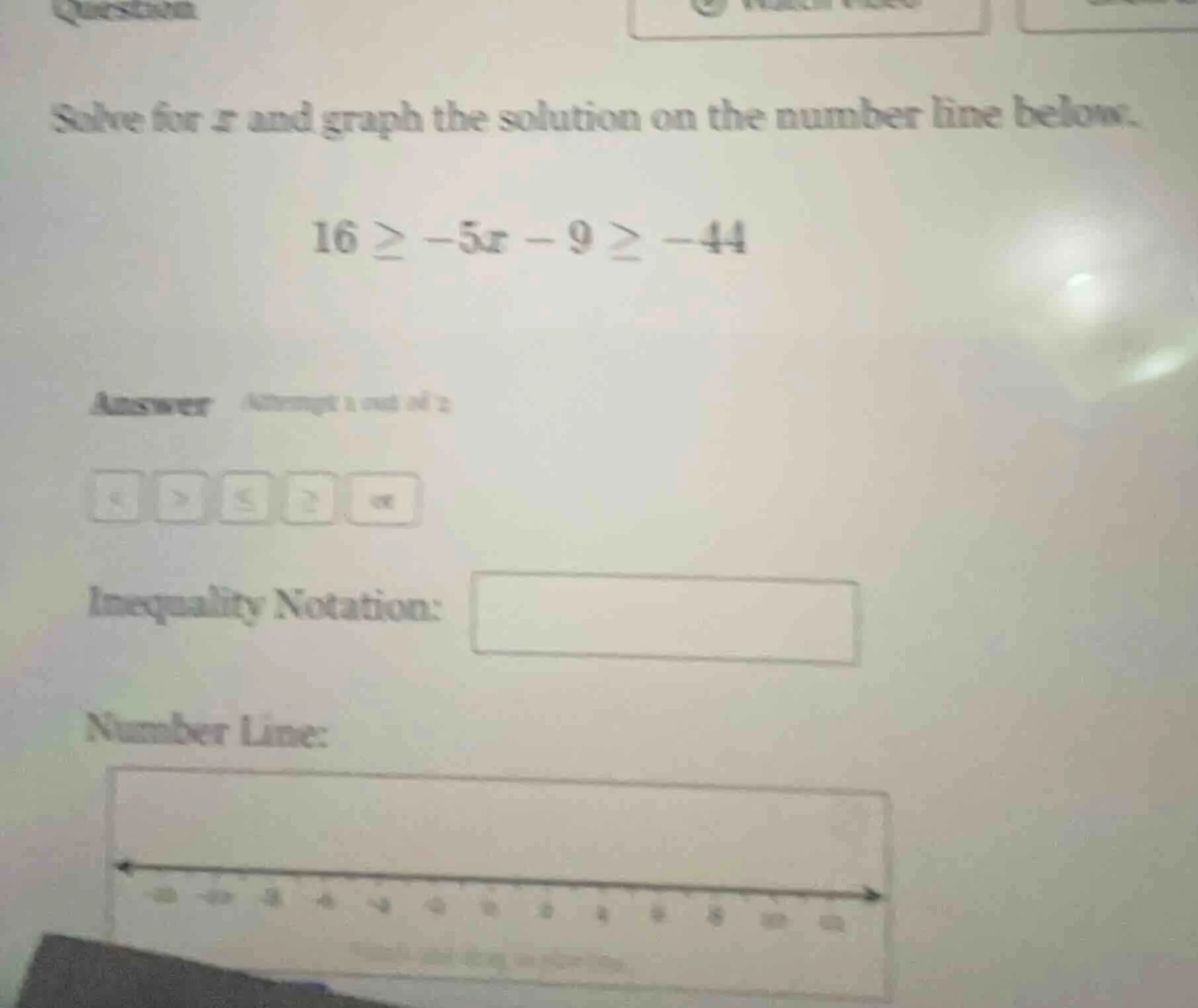 question solve for x and graph the solution on the number line below. 1…