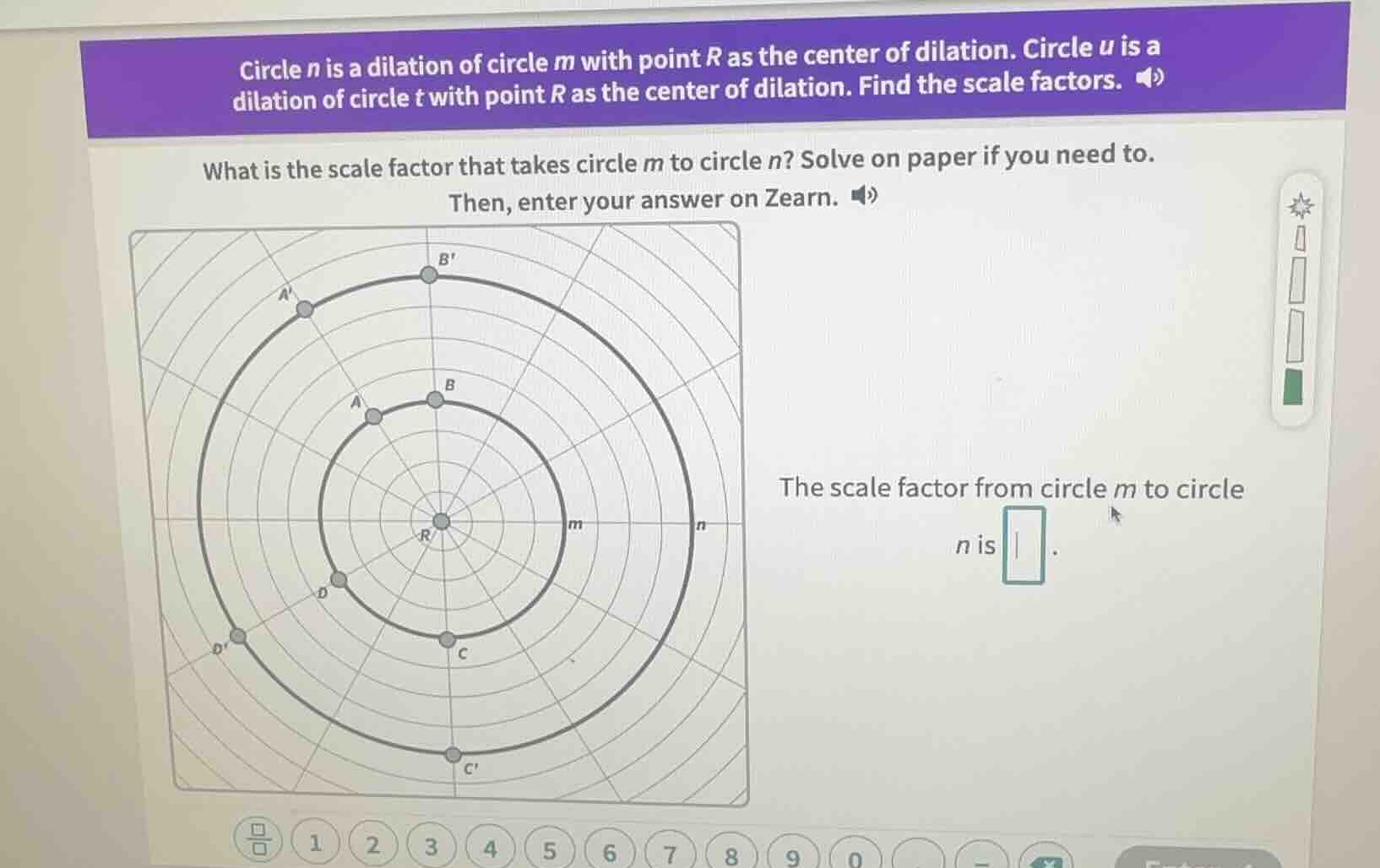 circle n is a dilation of circle m with point r as the center of dilati…