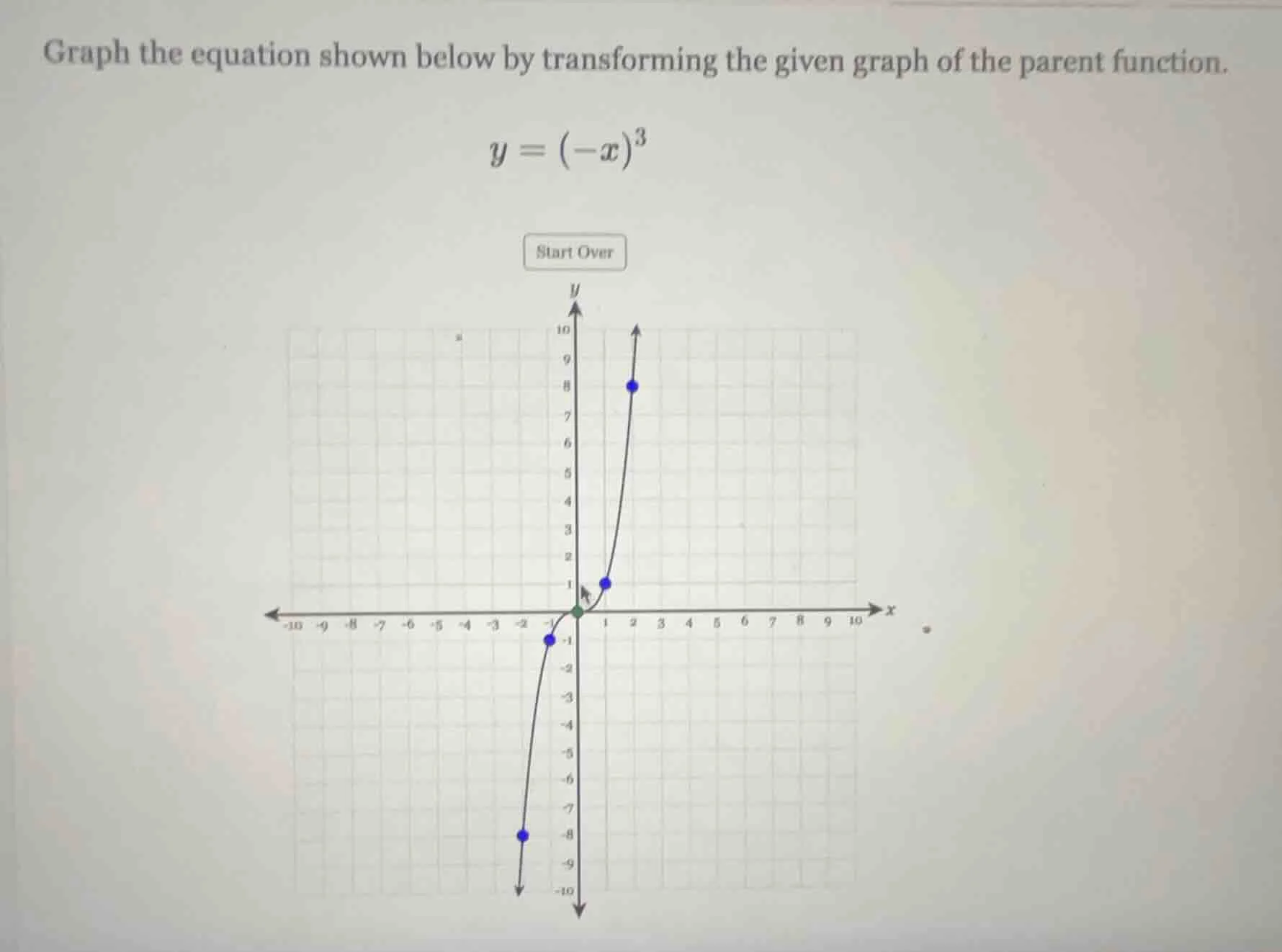 graph the equation shown below by transforming the given graph of the p…