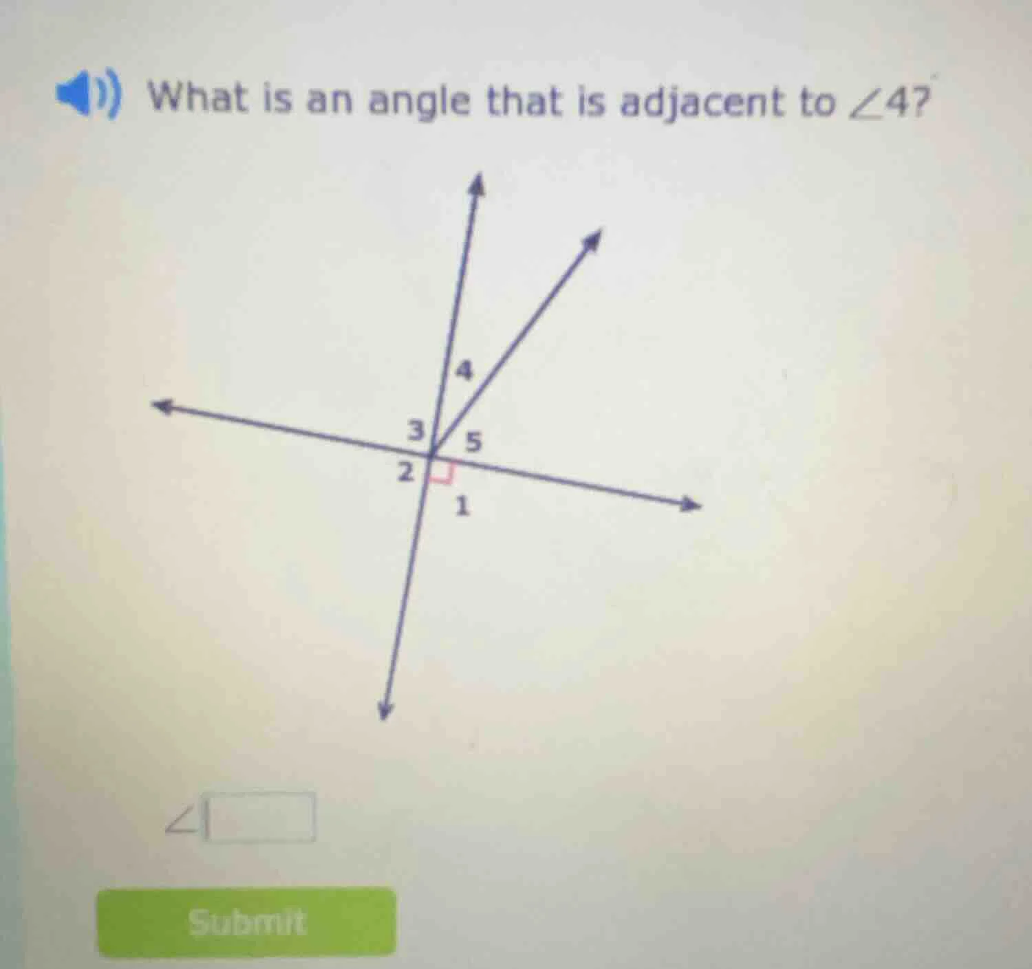 what is an angle that is adjacent to ∠4? image of angle diagram with an…