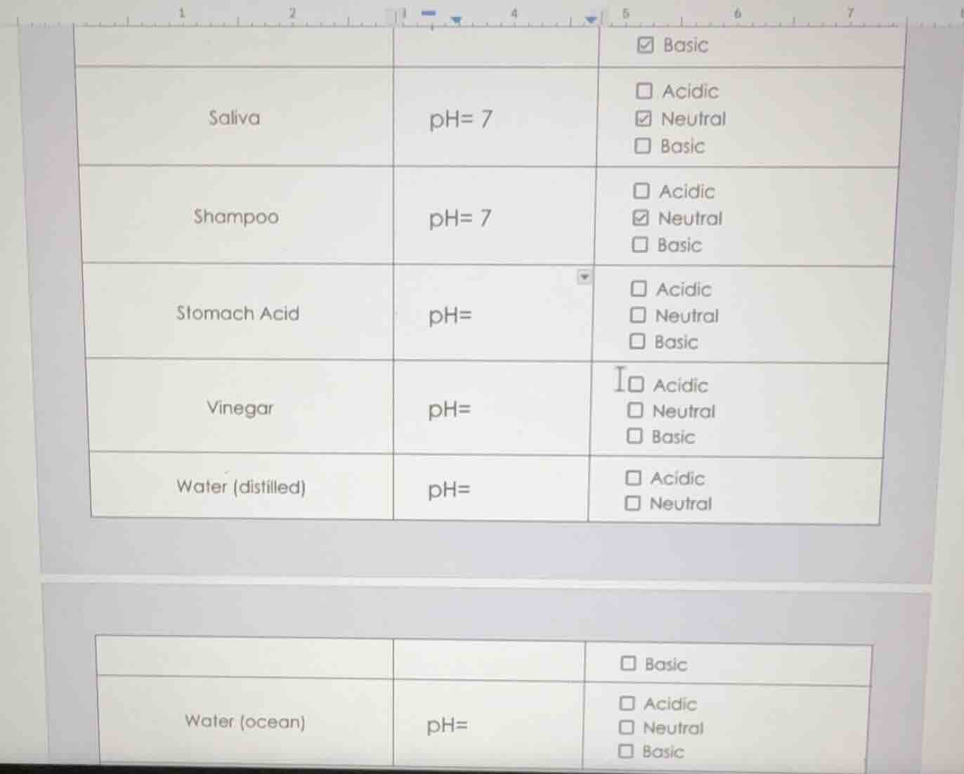 saliva ph=7 acidic neutral basic shampoo ph=7 acidic neutral basic stom…