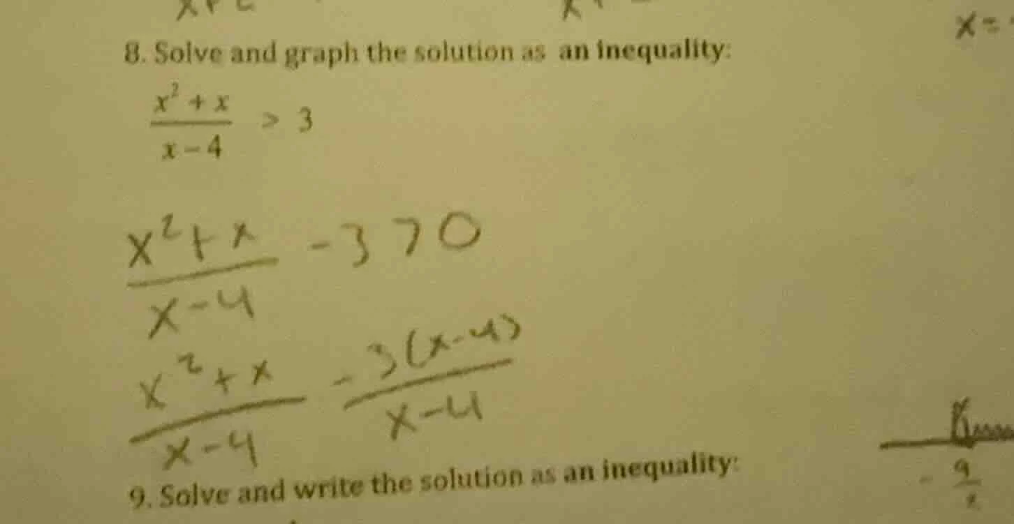 8. solve and graph the solution as an inequality: \\(\\frac{x^2 + x}{x …