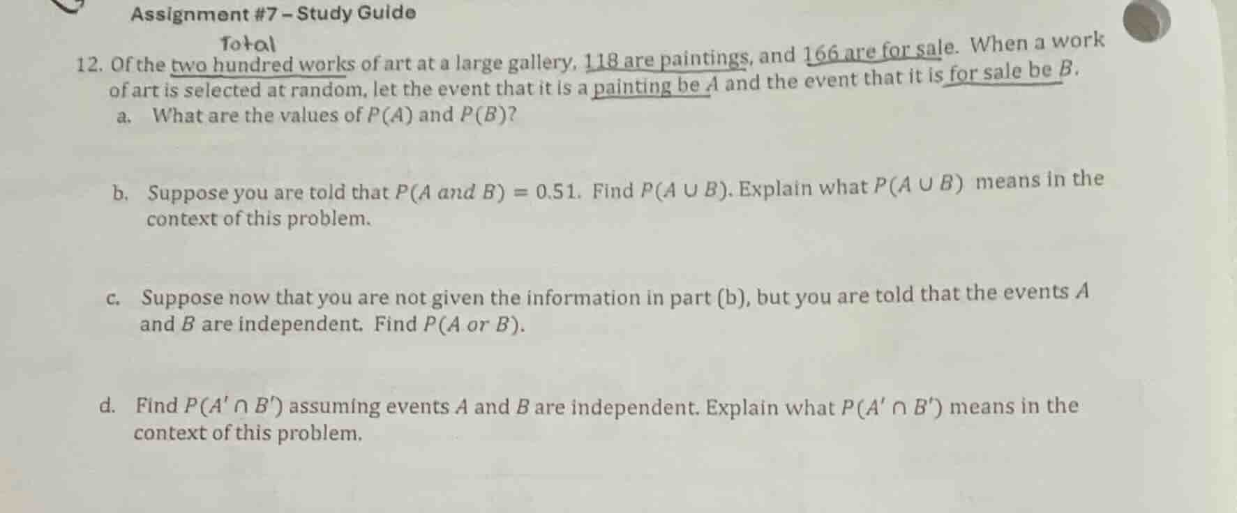 assignment #7 - study guide 12. of the two hundred works of art at a la…