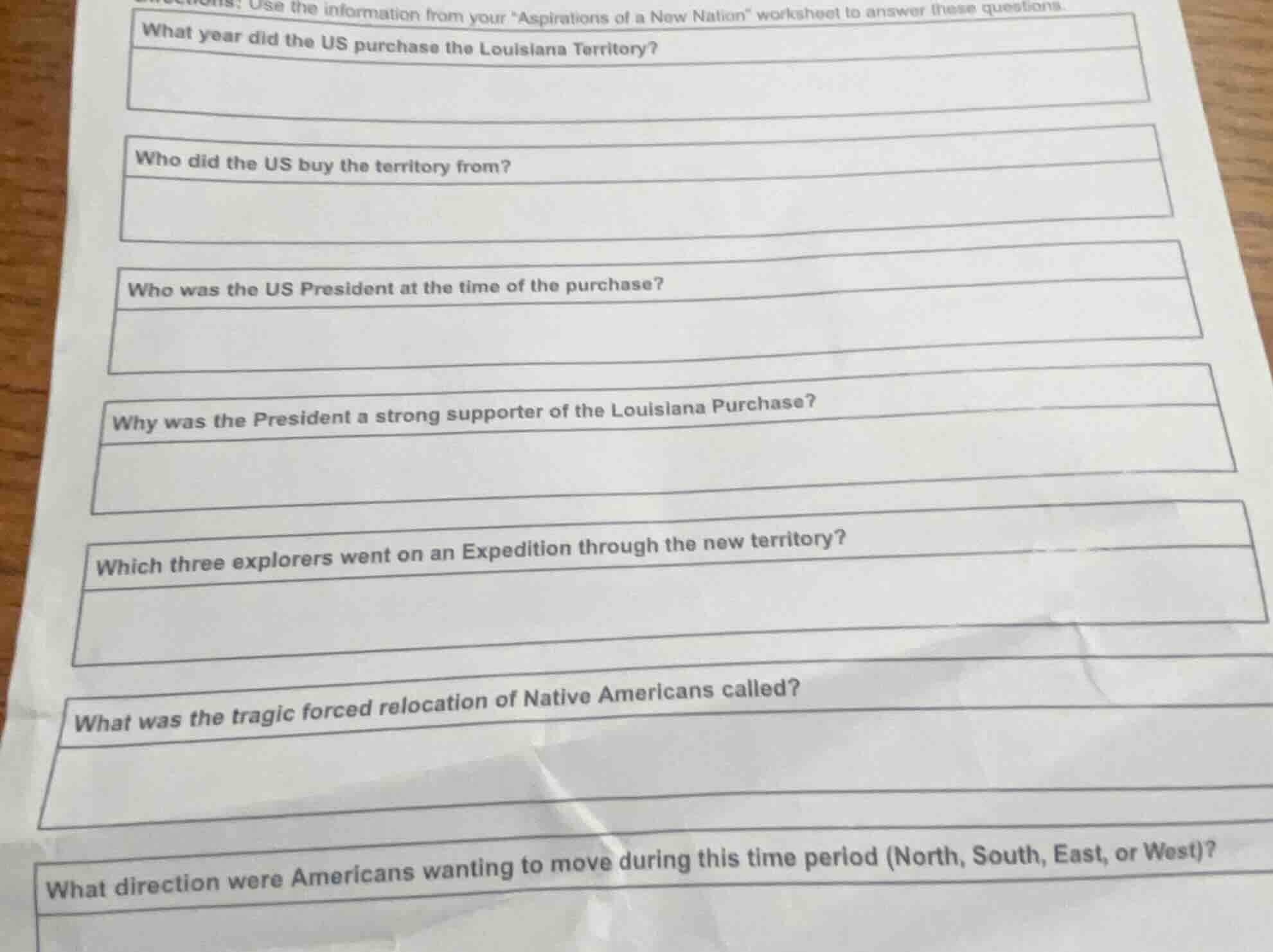 directions: use the information from your \aspirations of a new nation\…