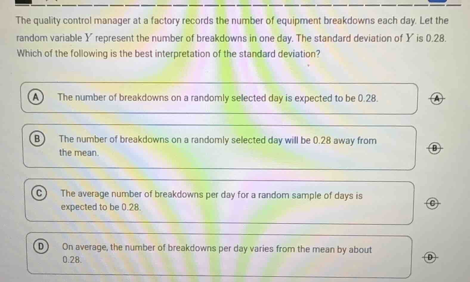 the quality control manager at a factory records the number of equipmen…