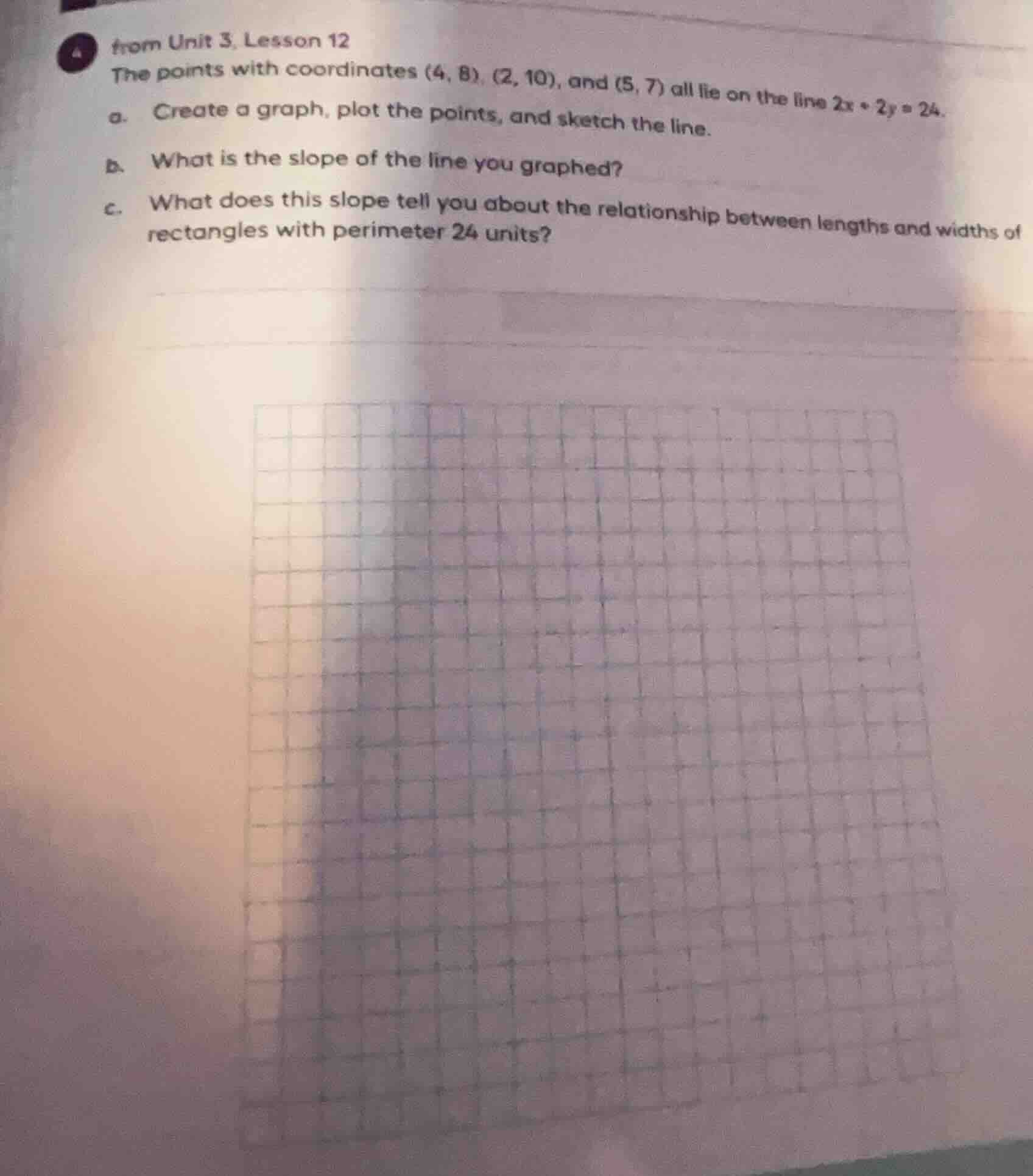 from unit 3, lesson 12 the points with coordinates (4, 8), (2, 10), and…