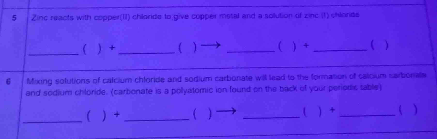 5 zinc reacts with copper(ii) chloride to give copper metal and a solut…