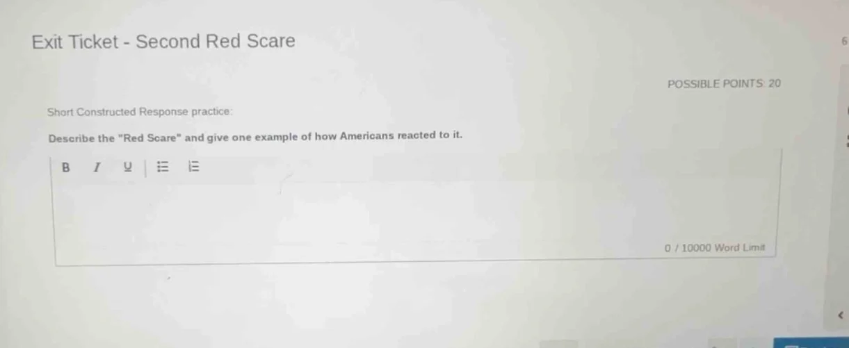 exit ticket - second red scare possible points: 20 short constructed re…
