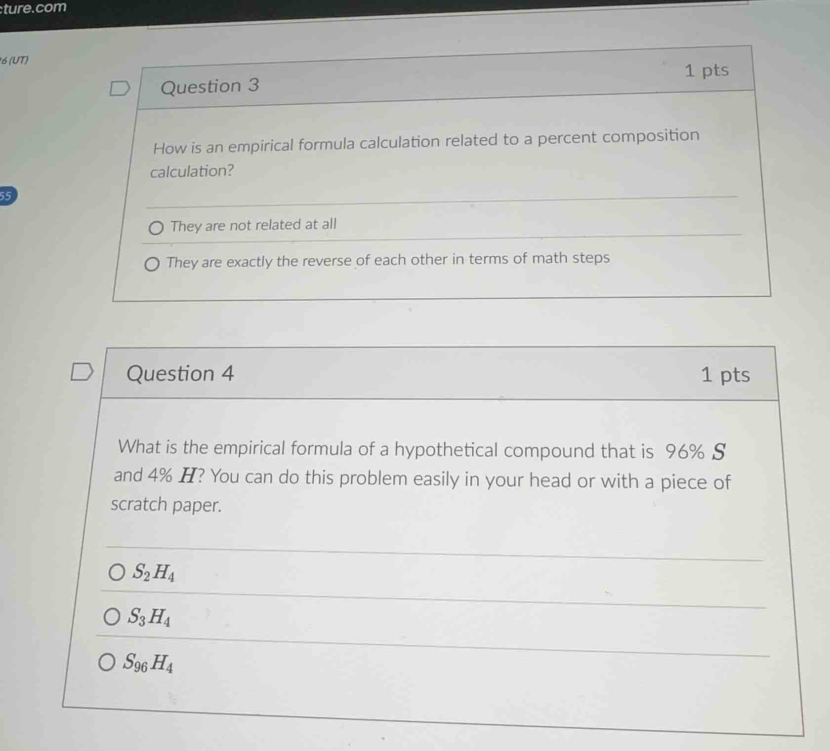 question 3 1 pts how is an empirical formula calculation related to a p…