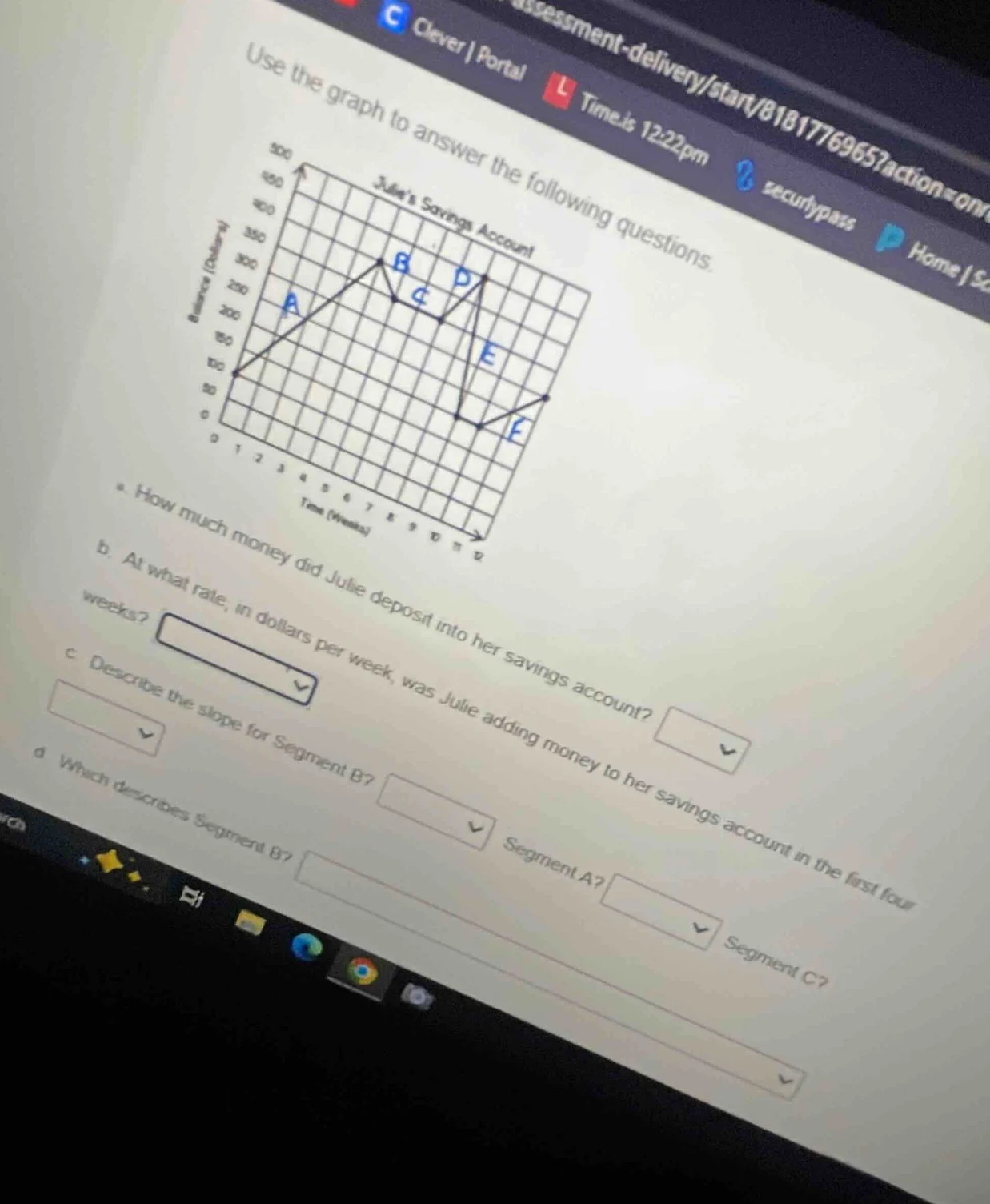use the graph to answer the following questions. julies savings account…