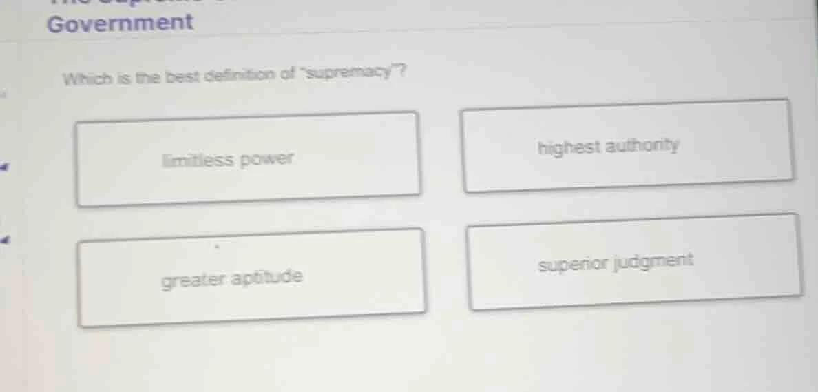 government which is the best definition of \supremacy\? limitless power…