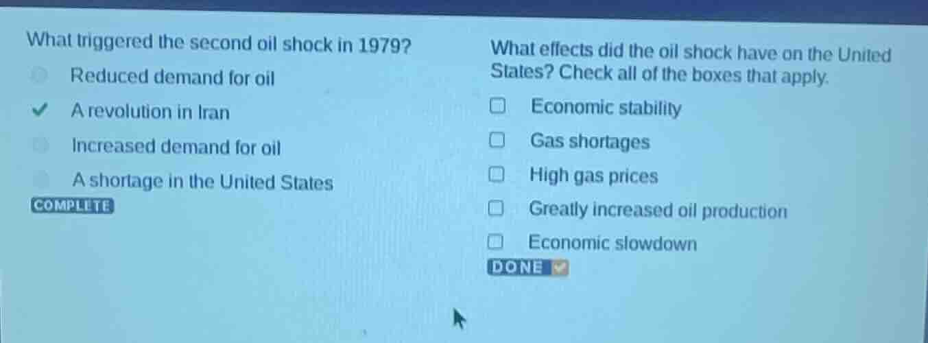what triggered the second oil shock in 1979? reduced demand for oil a r…
