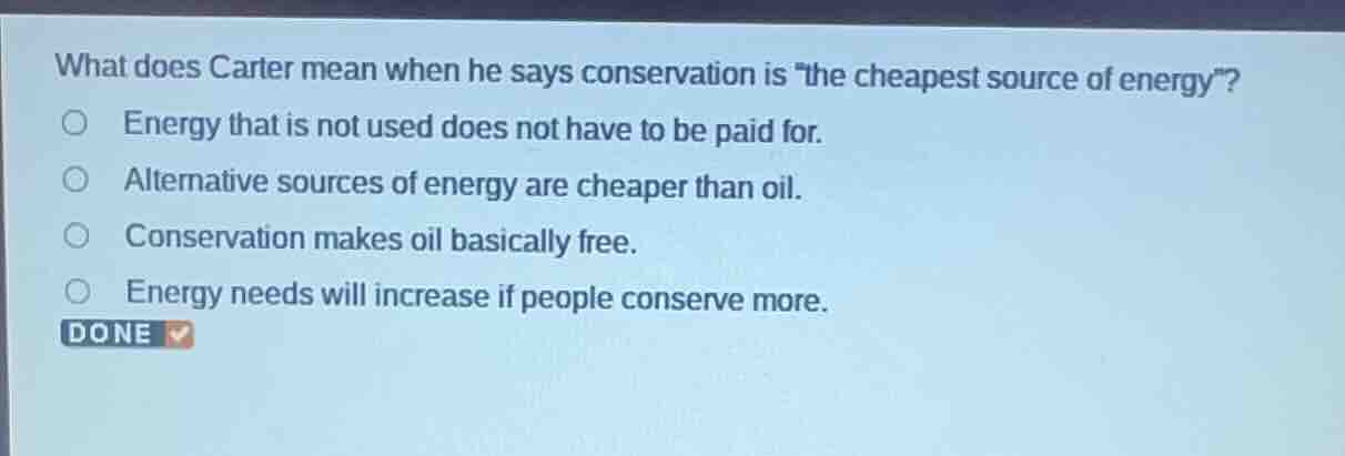 what does carter mean when he says conservation is \the cheapest source…