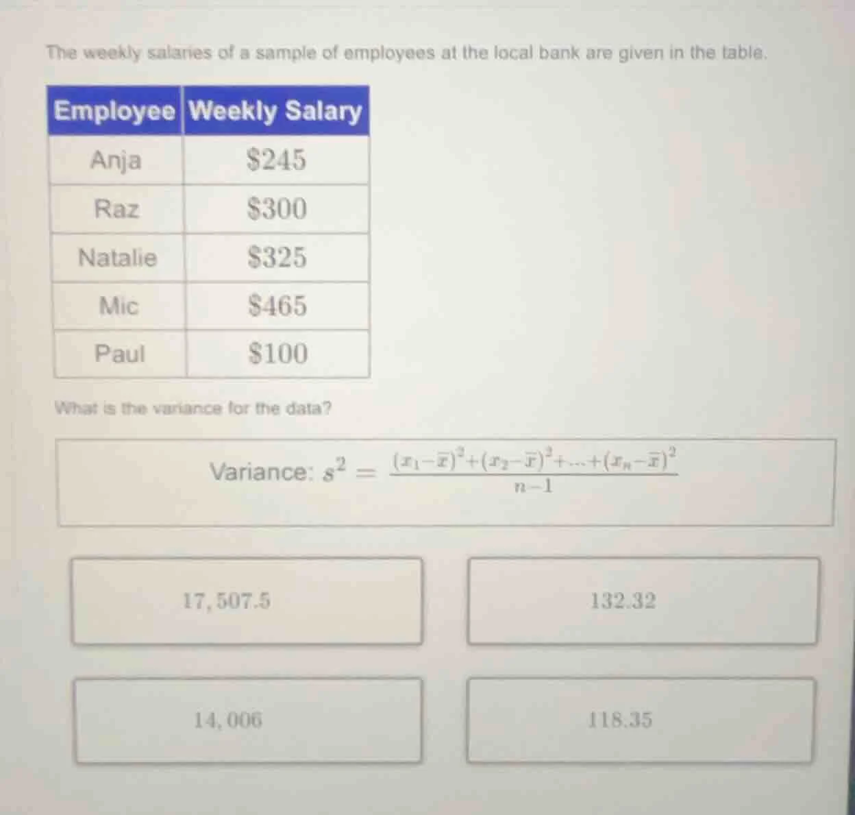 the weekly salaries of a sample of employees at the local bank are give…
