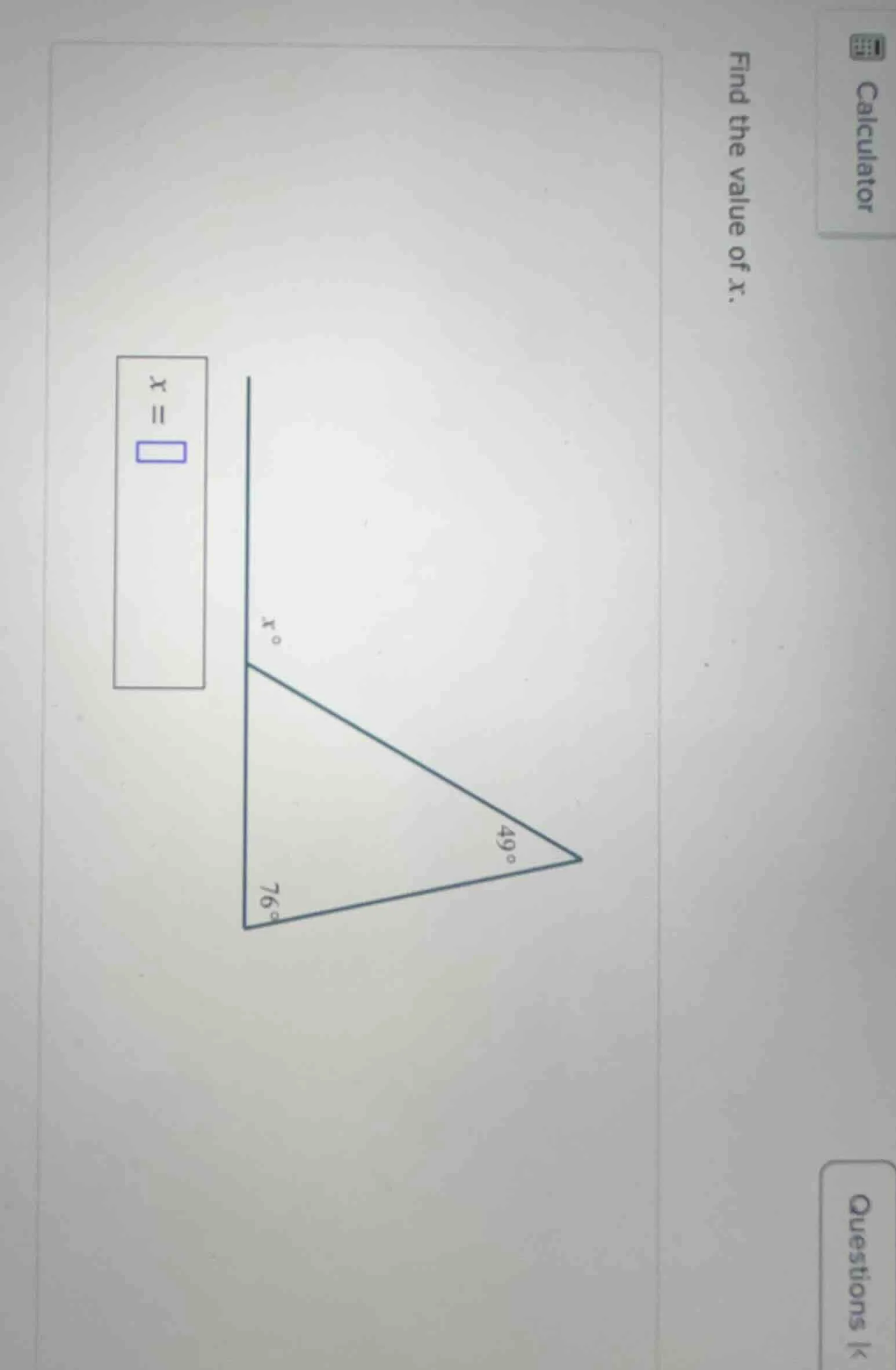 find the value of x.