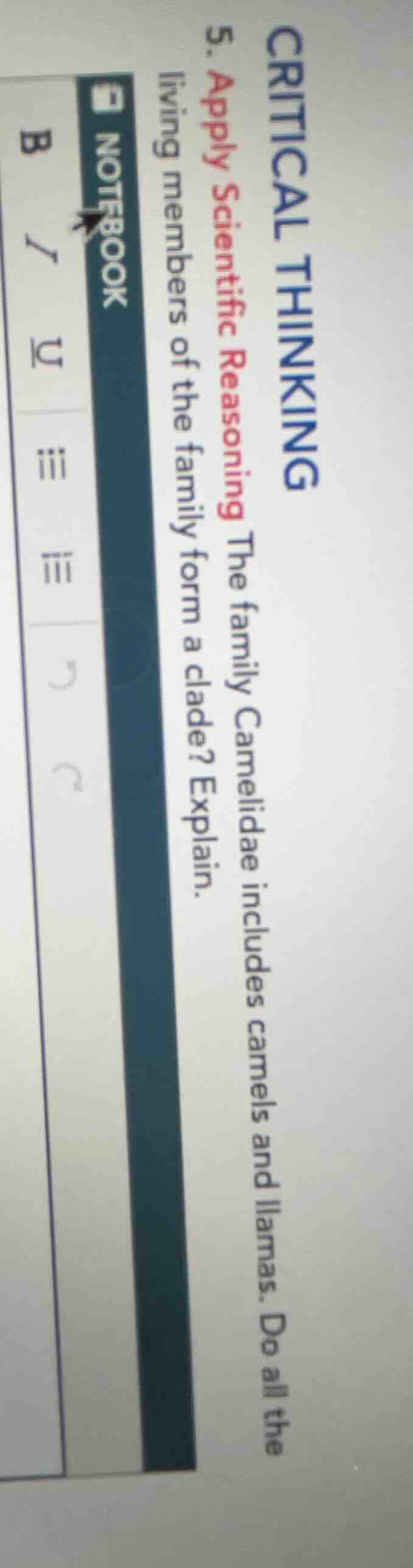 critical thinking 5. apply scientific reasoning the family camelidae in…