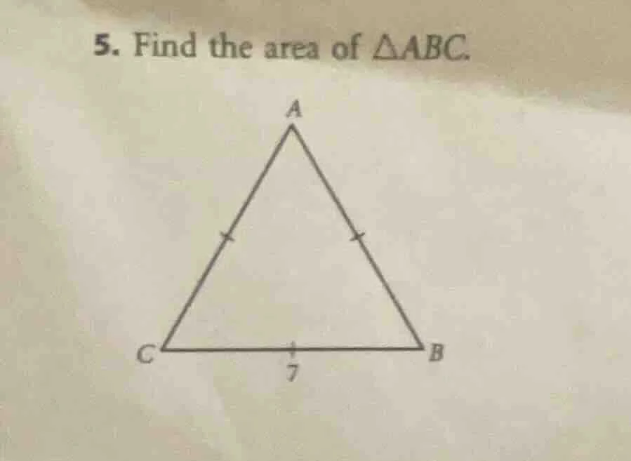 5. find the area of $\\triangle abc$. (an equilateral triangle $abc$ wi…