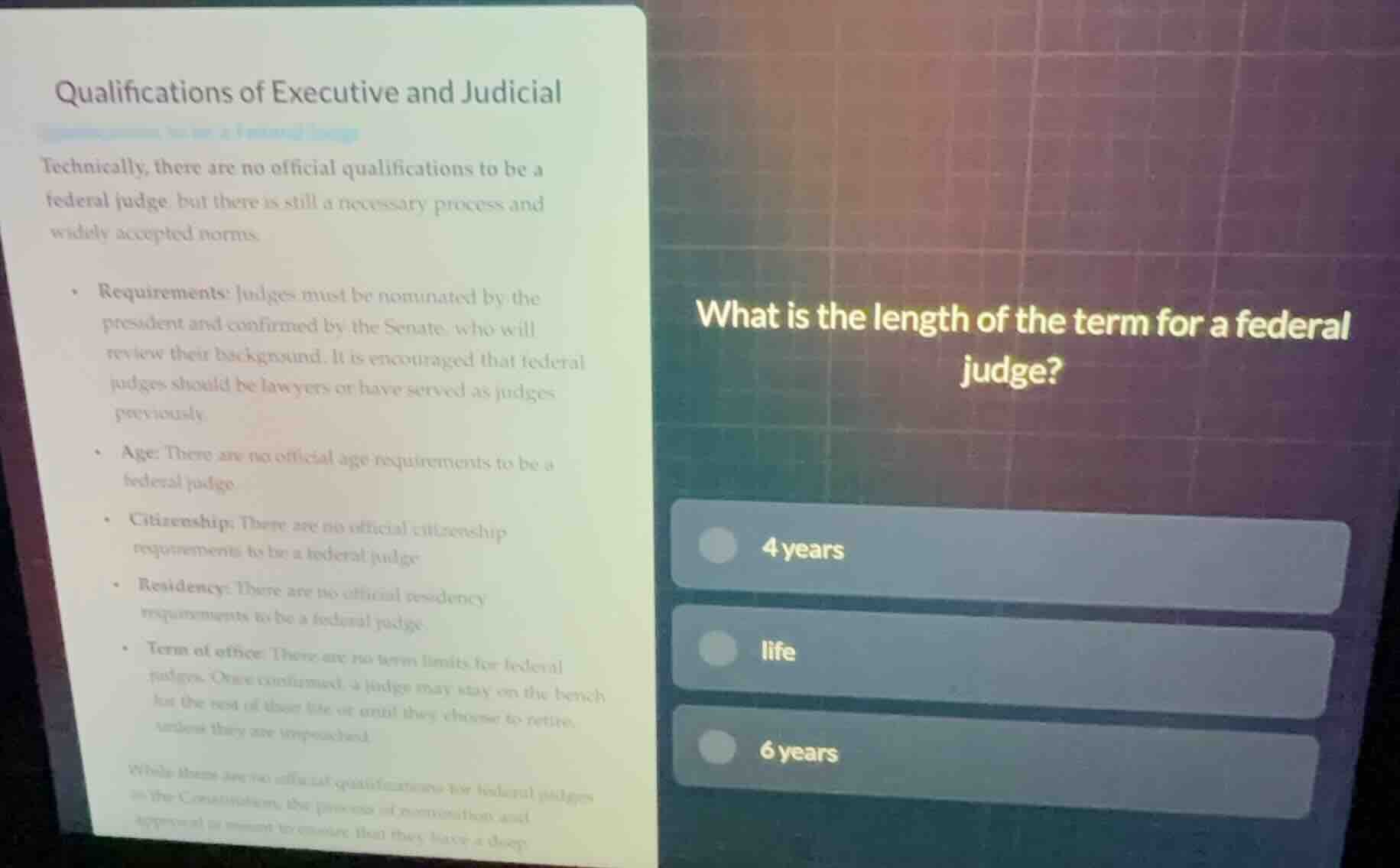 qualifications of executive and judicial technically, there are no offi…