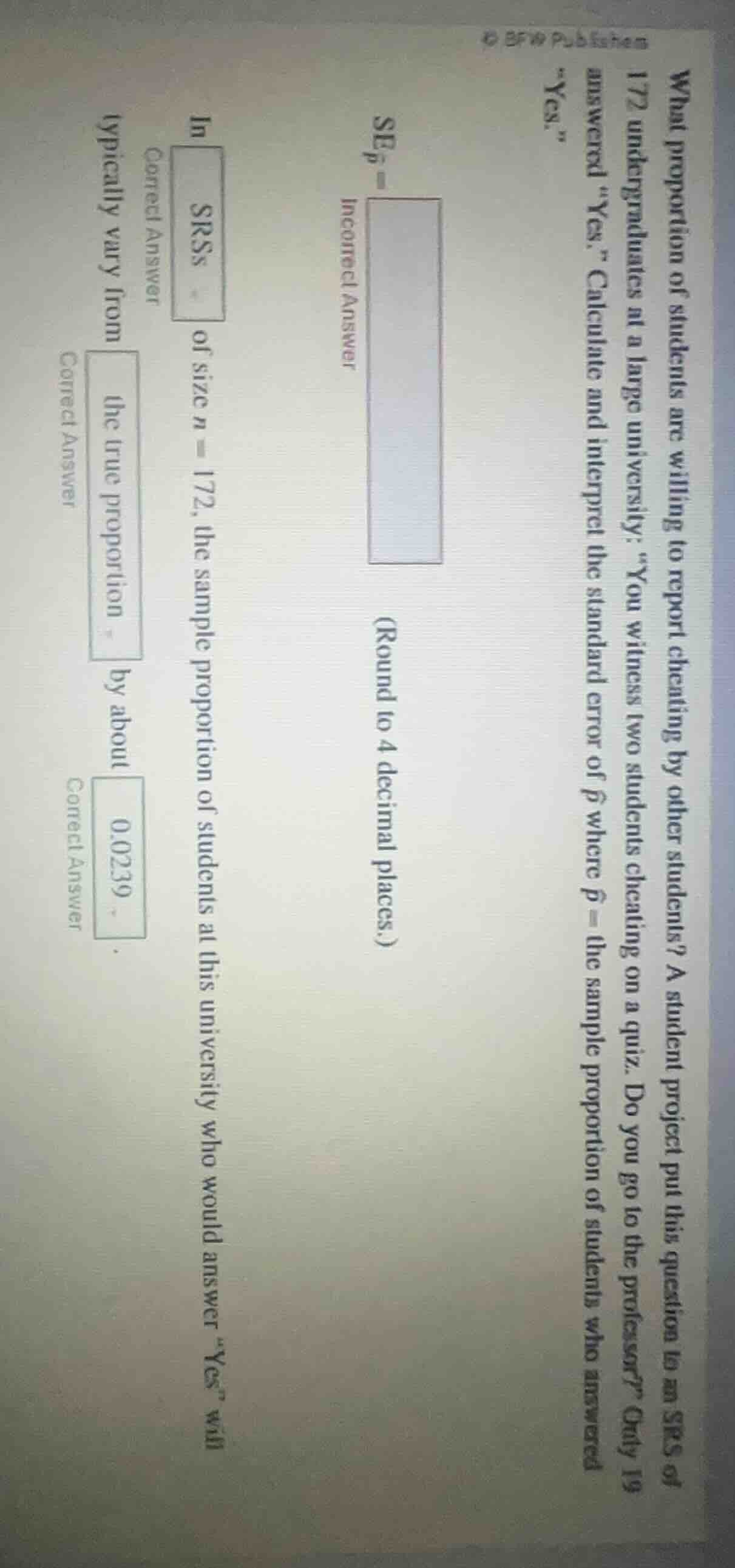 what proportion of students are willing to report cheating by other stu…