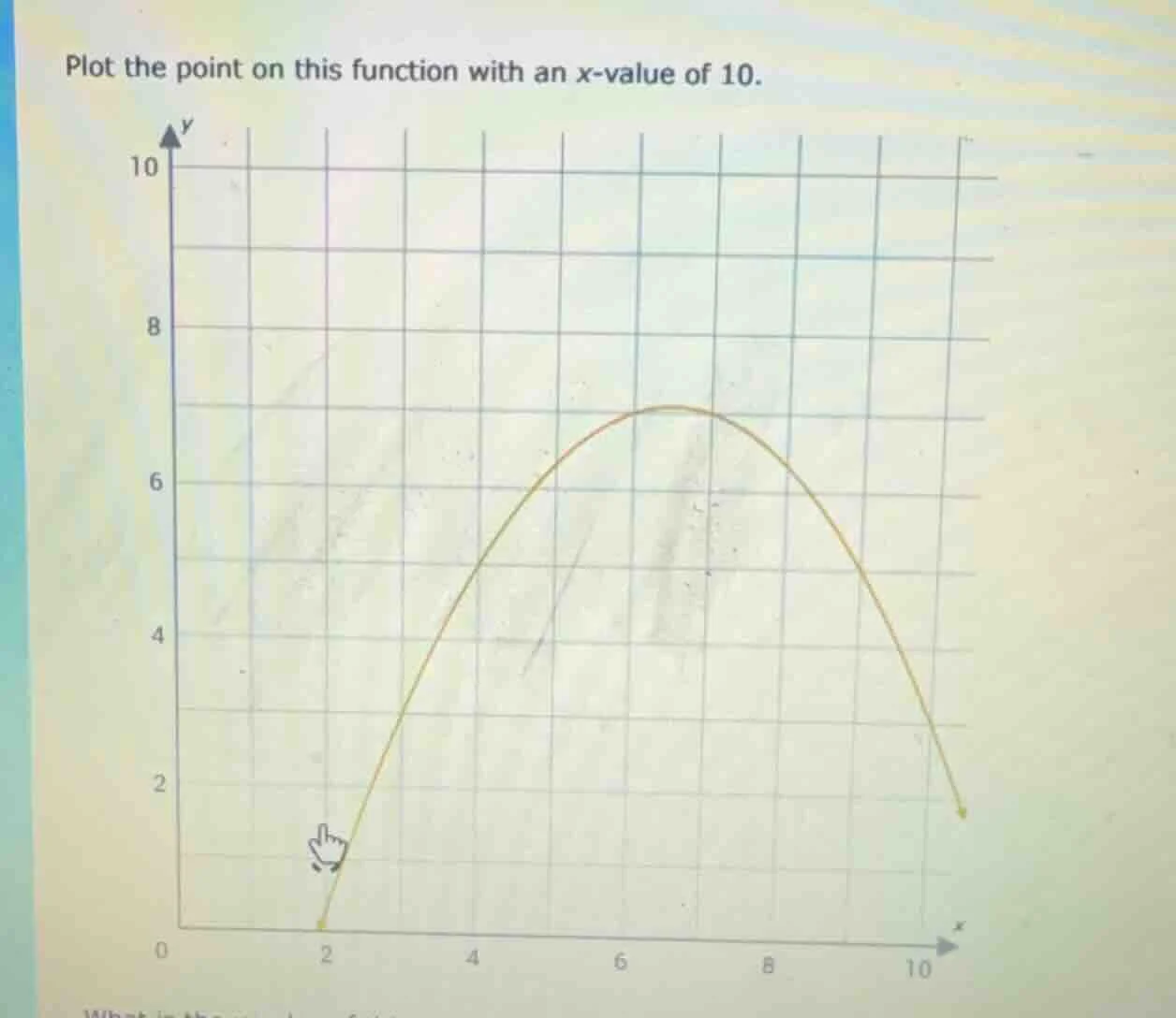 plot the point on this function with an x - value of 10.