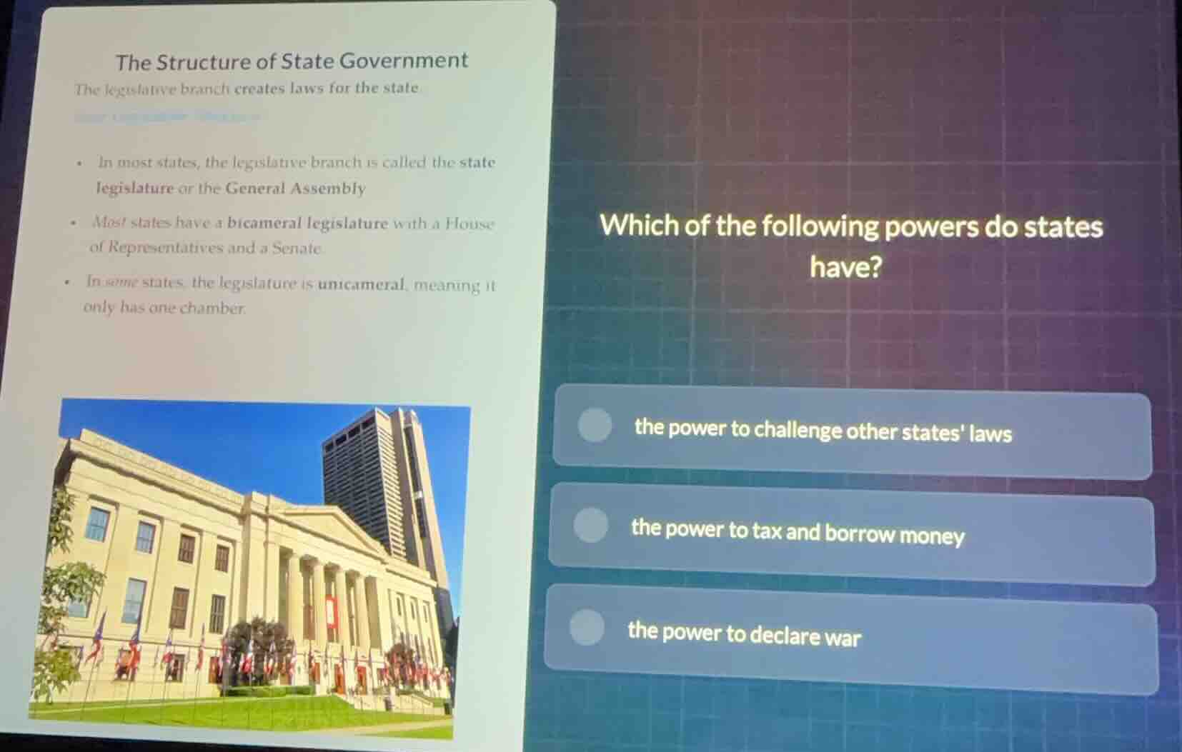 the structure of state government the legislative branch creates laws f…