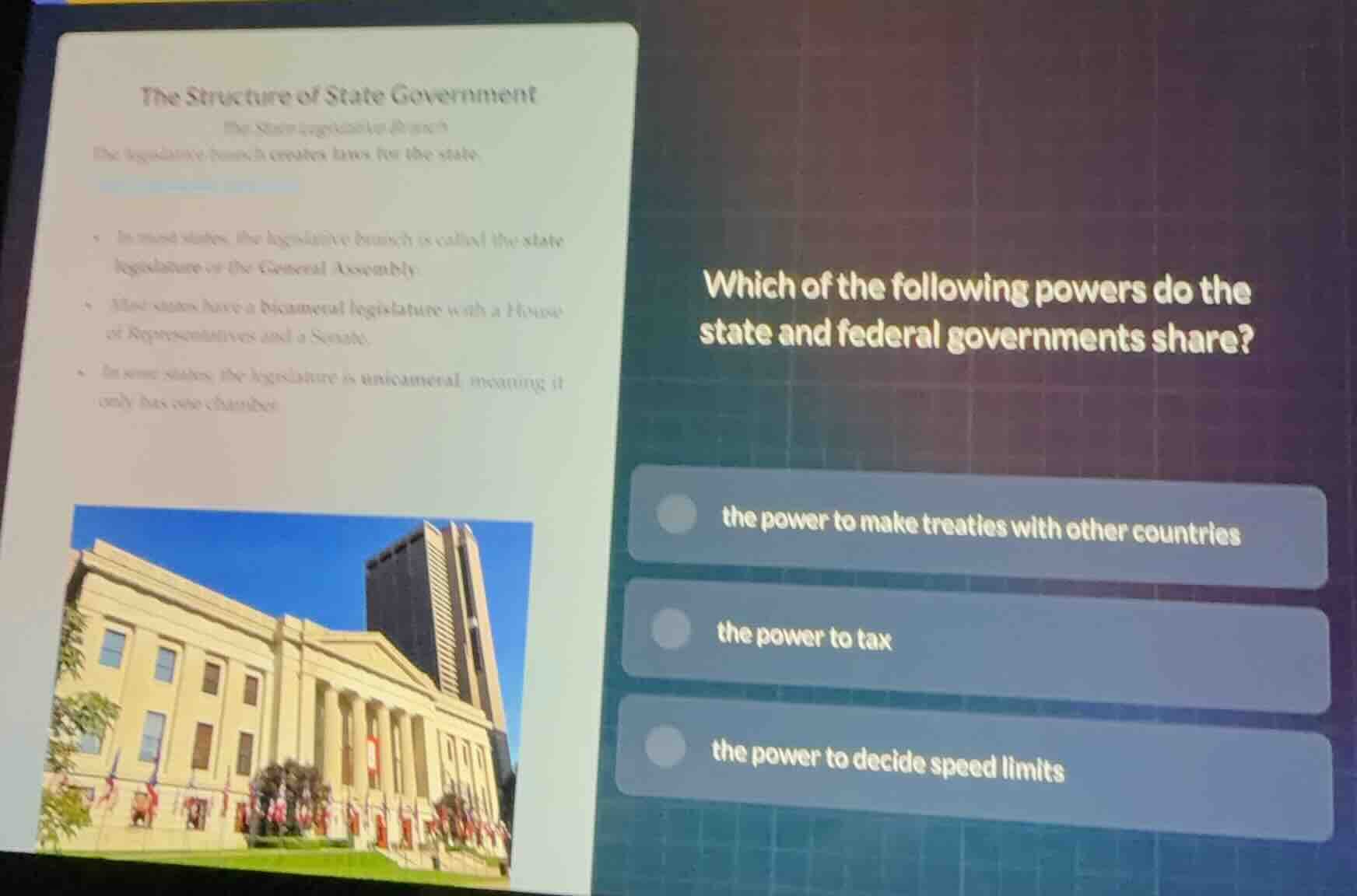 the structure of state government the state legislatures branch the leg…